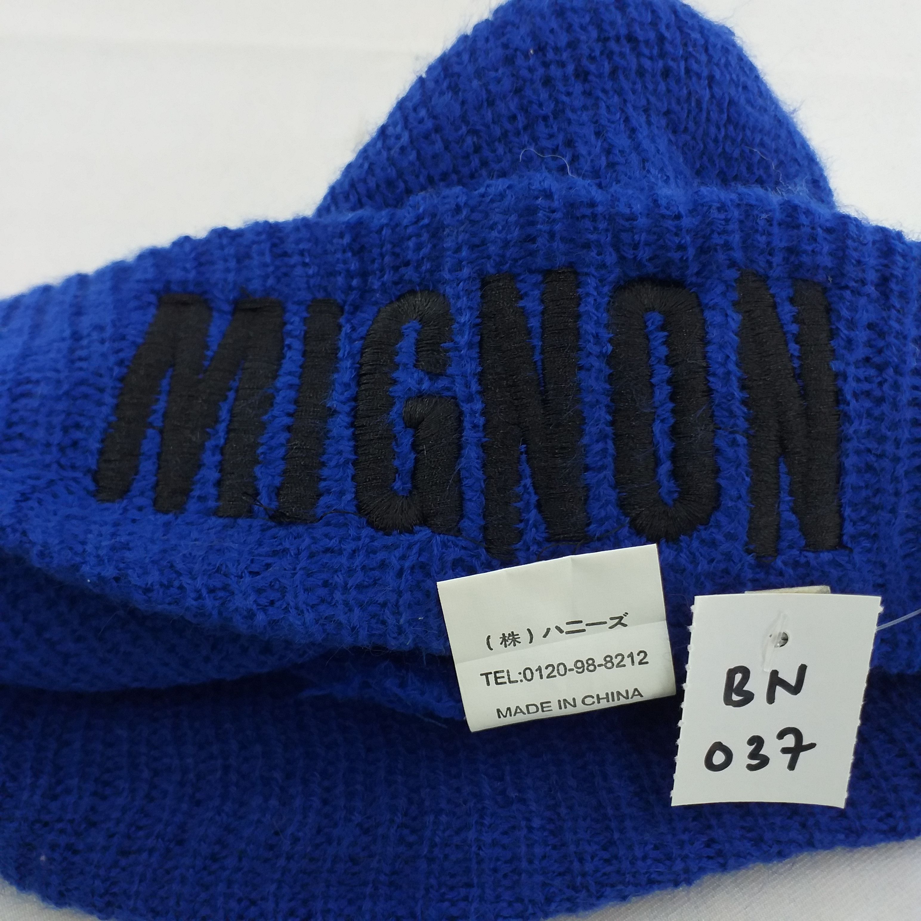 Japanese Brand Black Color MIGNON Spell Out Snow Cap Hat Beanie -BN037 Size ONE SIZE - 5 Thumbnail