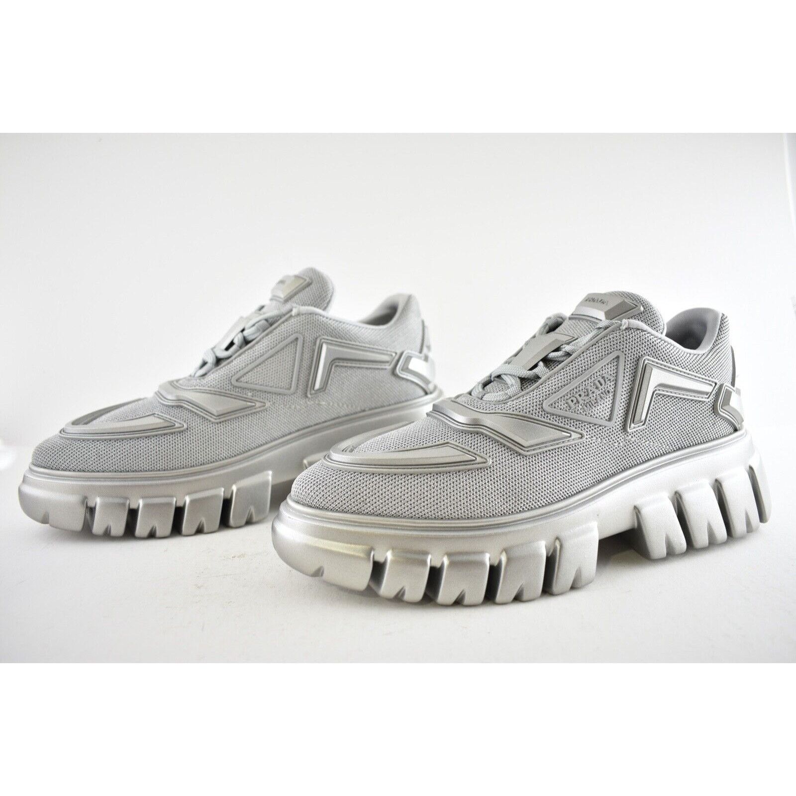 Prada Prada Monolith Sole Silver Platform Flat Low Sneaker 38 Size US 8 / IT 38 - 9 Thumbnail