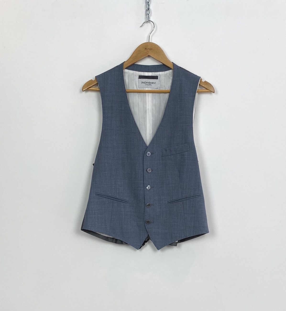 Yves Saint Laurent Yves Saint Laurent Suit Set Pants + Vest + Jacket Blue dress Size 50R - 11 Thumbnail