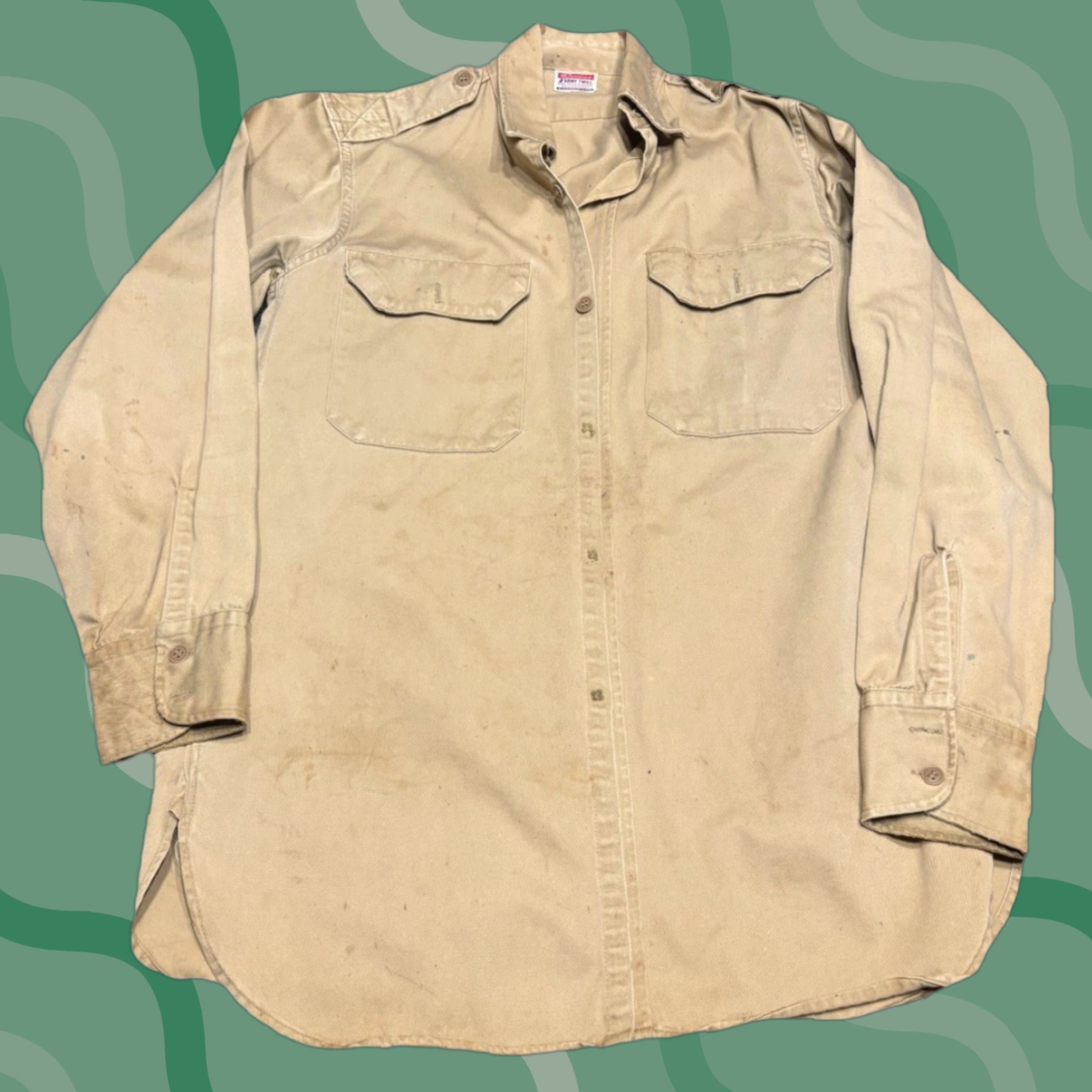 Vintage VINTAGE Hercules Army Twill Chambray Cotton Shirt M Brown Mens Button-Up Long Sleeve Collared 1940s Size US M / EU 48-50 / 2 - 1 Thumbnail