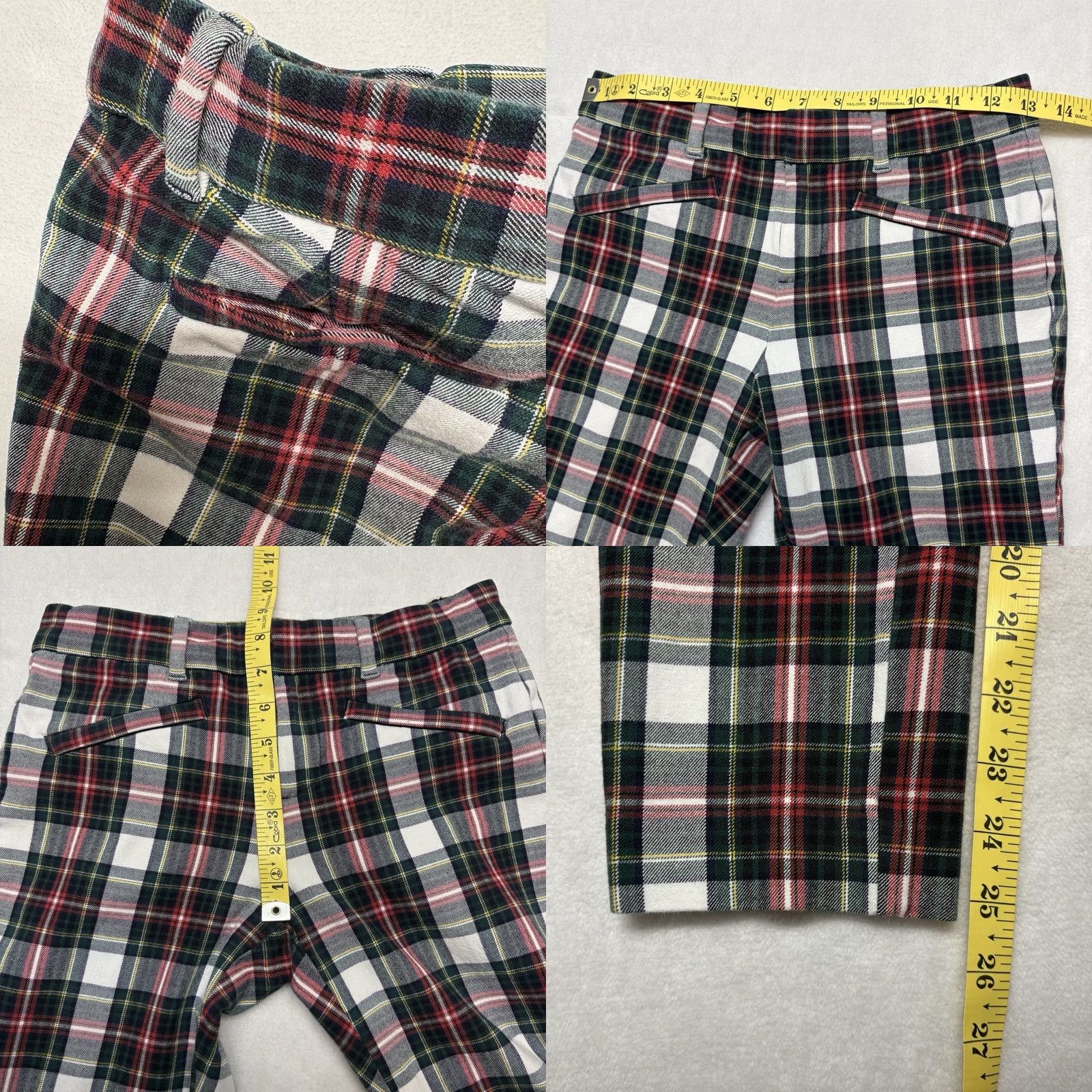 Gap GAP Tartan Plaid Pants Size 0 White Red Green - Preowned Skinny Ankle Size 26" / US 2 / IT 38 - 8 Thumbnail