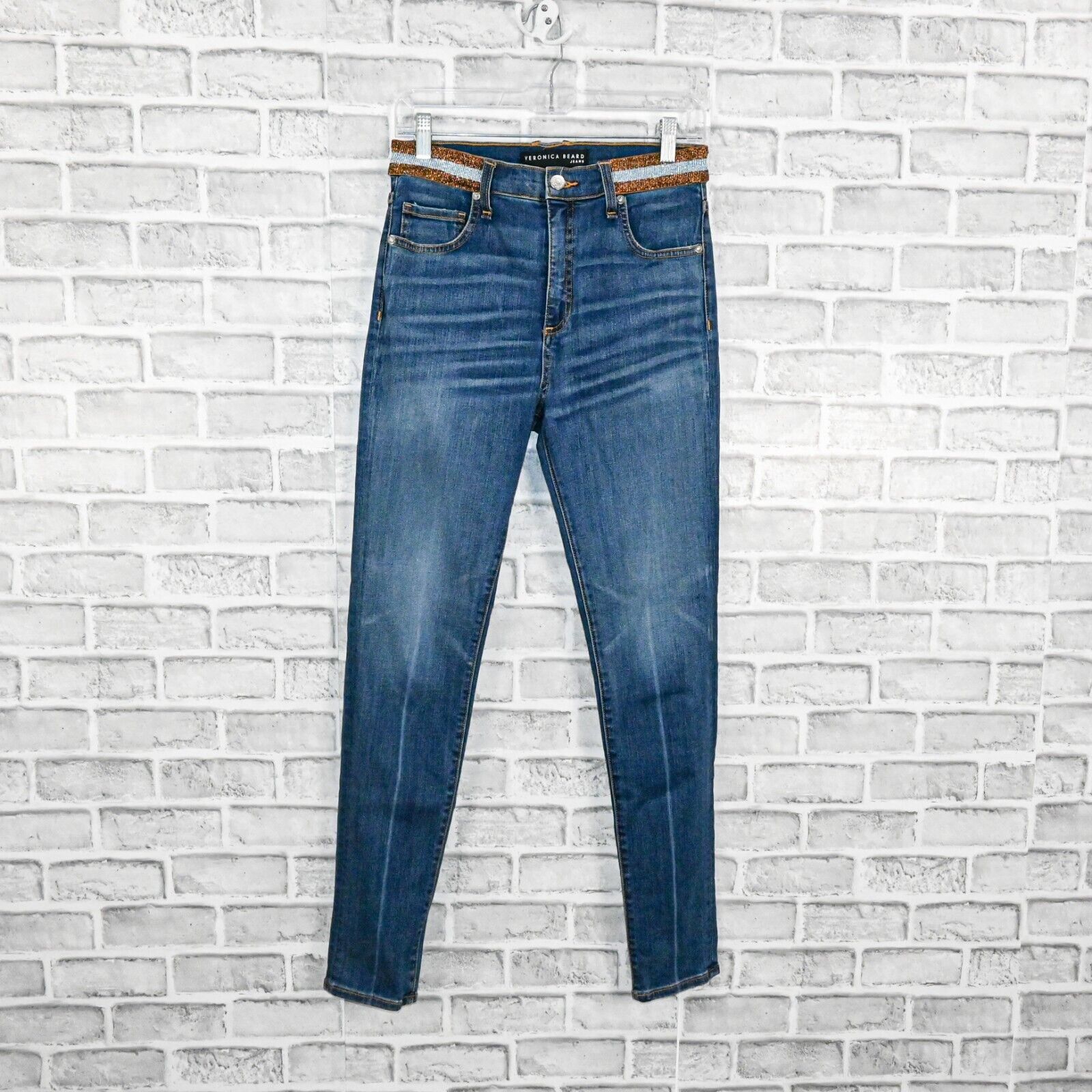 Veronica Beard Veronica Beard Kate Skinny High Rise Jeans Metallic waist Size 28" / US 6 / IT 42 - 6 Thumbnail