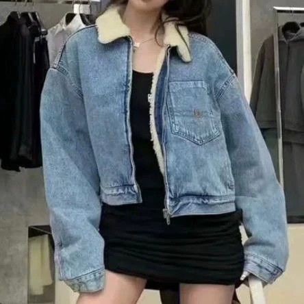 Givenchy Givenchy Women's Lamb Wool Denim Jacket Cotton Thick Jacke Size XS / US 0-2 / IT 36-38 - 5 Thumbnail
