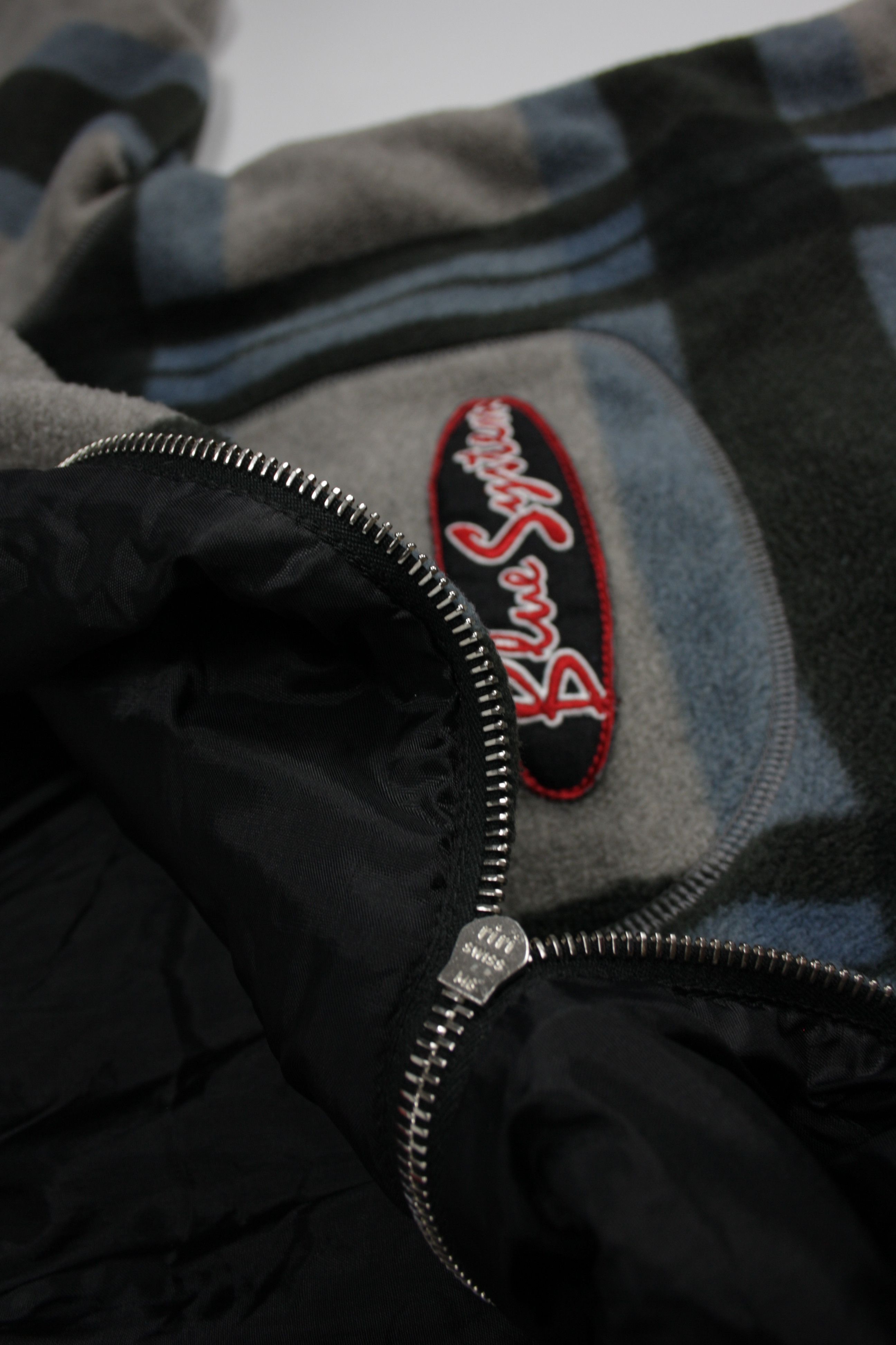 JET SET × Vintage JET SET Blue System 90s Vintage Fleece & Nylon Plaid Jacket Size US XL / EU 56 / 4 - 7 Thumbnail