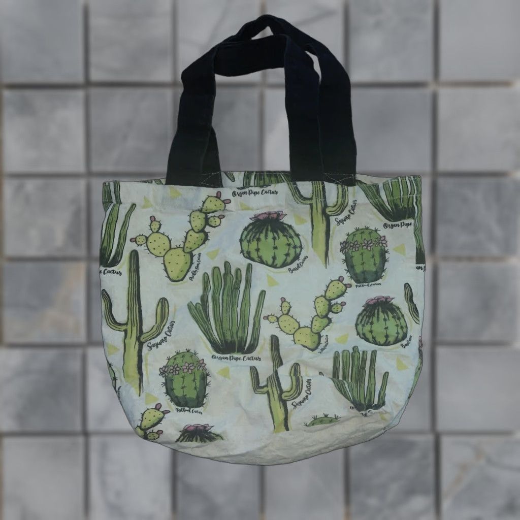 Vintage Cacti Tote Bag Cream Womens Tote Canvas Bag Size ONE SIZE - 1 Thumbnail
