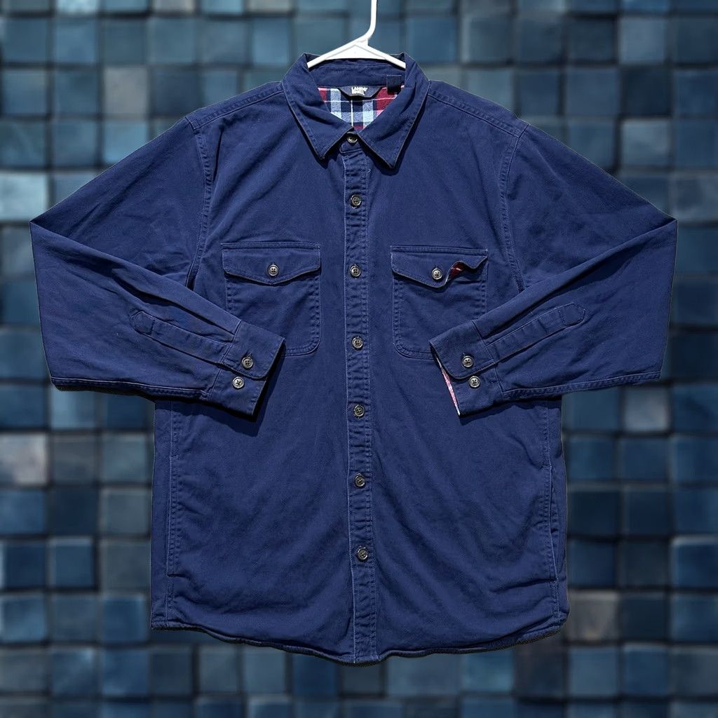 Lands' End Lands' End Shirt Mens Medium Blue Red Flannel Lined Work Jacket Shacket Button Up Size US M / EU 48-50 / 2 - 1 Thumbnail