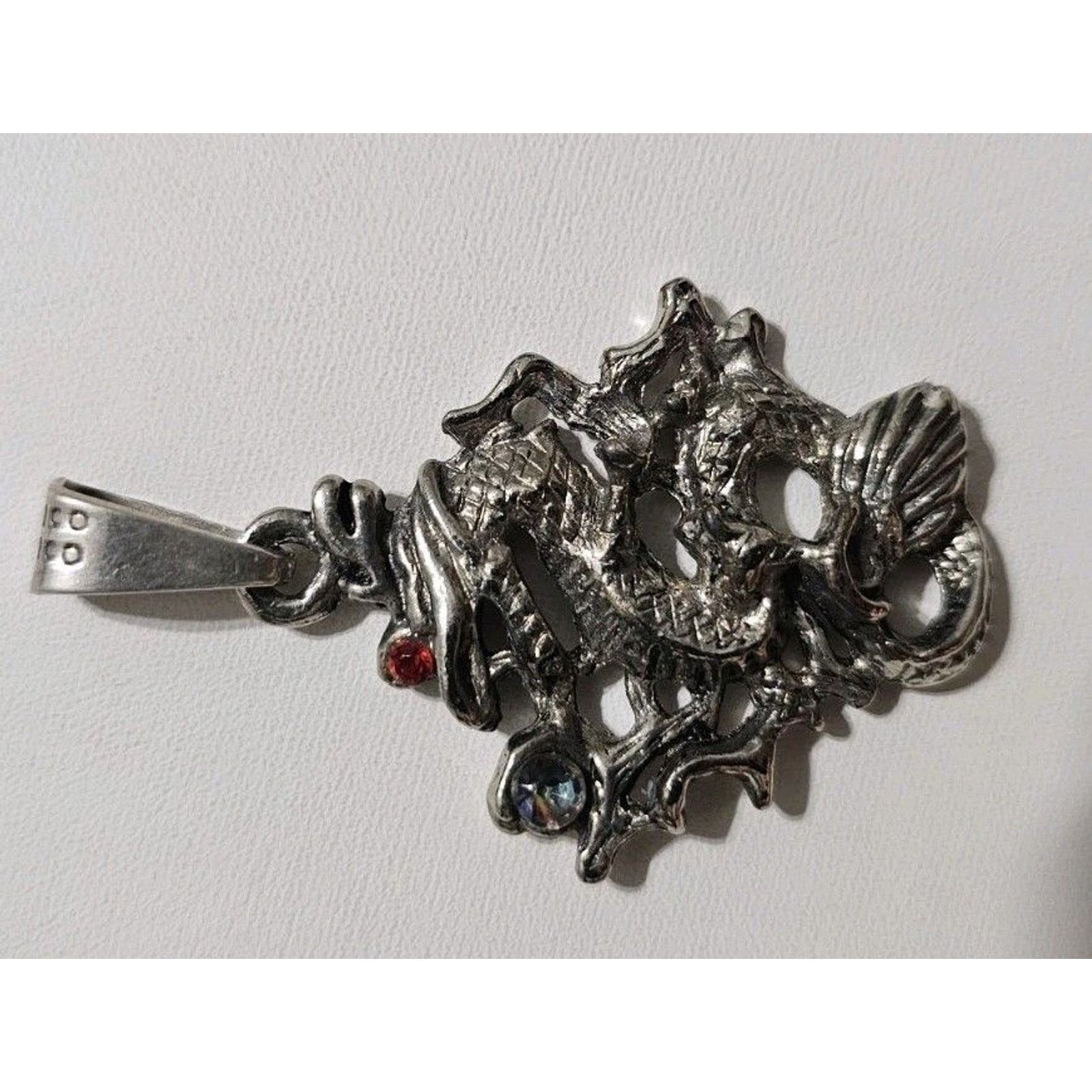 Other Sterling Silver Dragon Pendant Charm 925 With Stones Size ONE SIZE - 11 Thumbnail