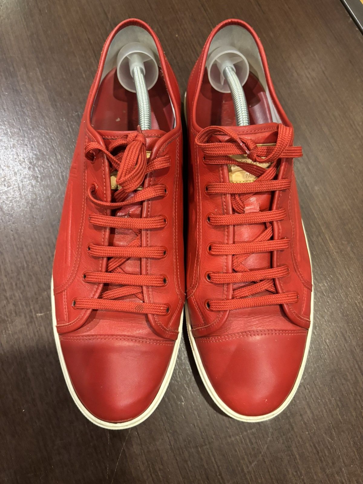 Louis Vuitton Louis Vuitton Red Leather Low Sneakers Size US 11 / EU 44 - 3 Thumbnail