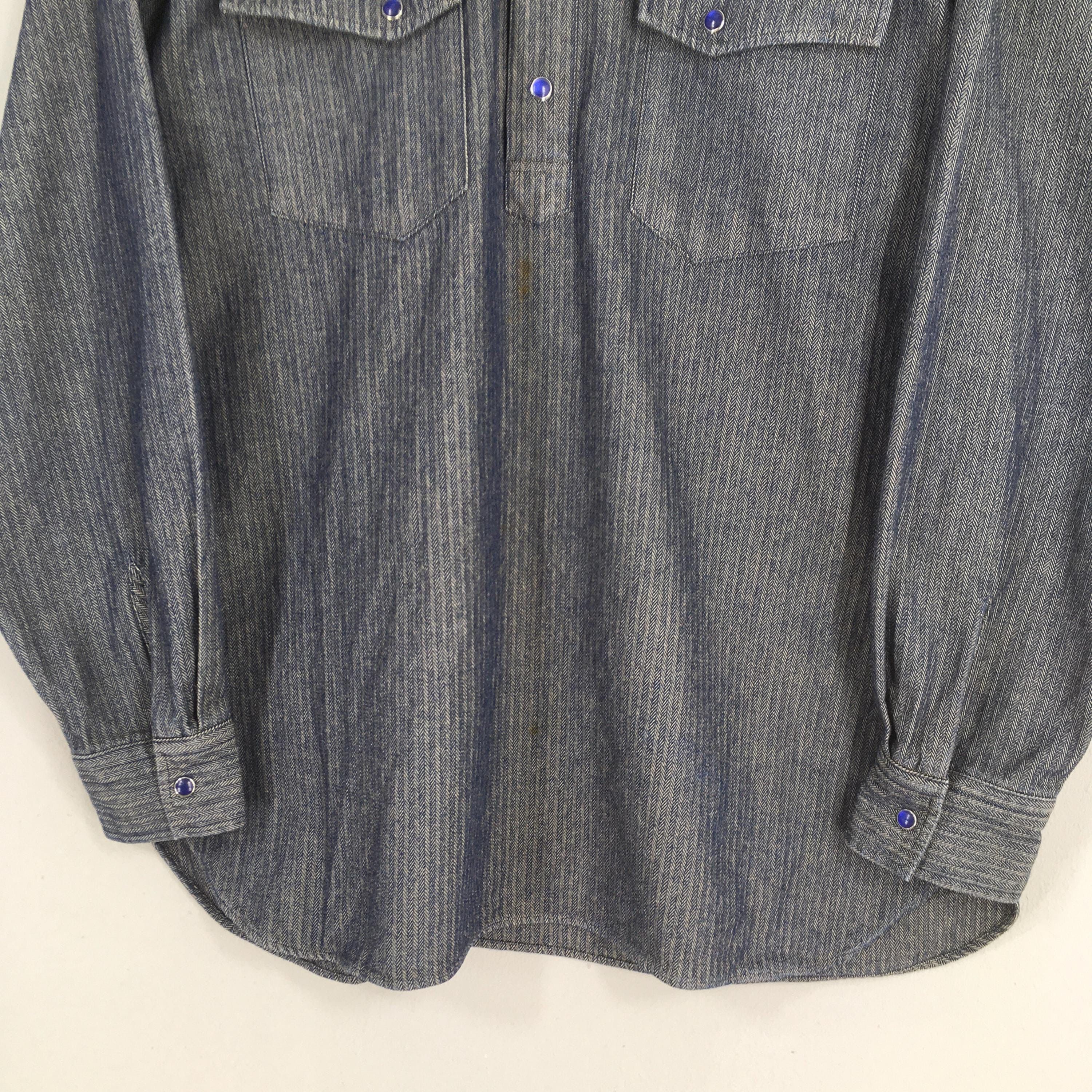 RAGEBLUE Vintage Rageblue Herringbone HBT Western Shirt Medium Size US M / EU 48-50 / 2 - 3 Thumbnail