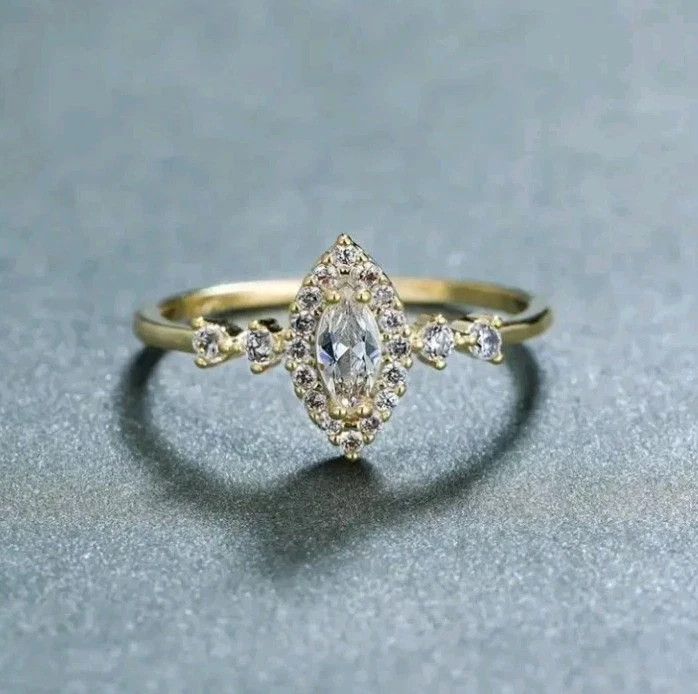 Other Marquise Cut Shape Cubic Zirconia Gold Band Ring Size 6 Size ONE SIZE - 5 Thumbnail
