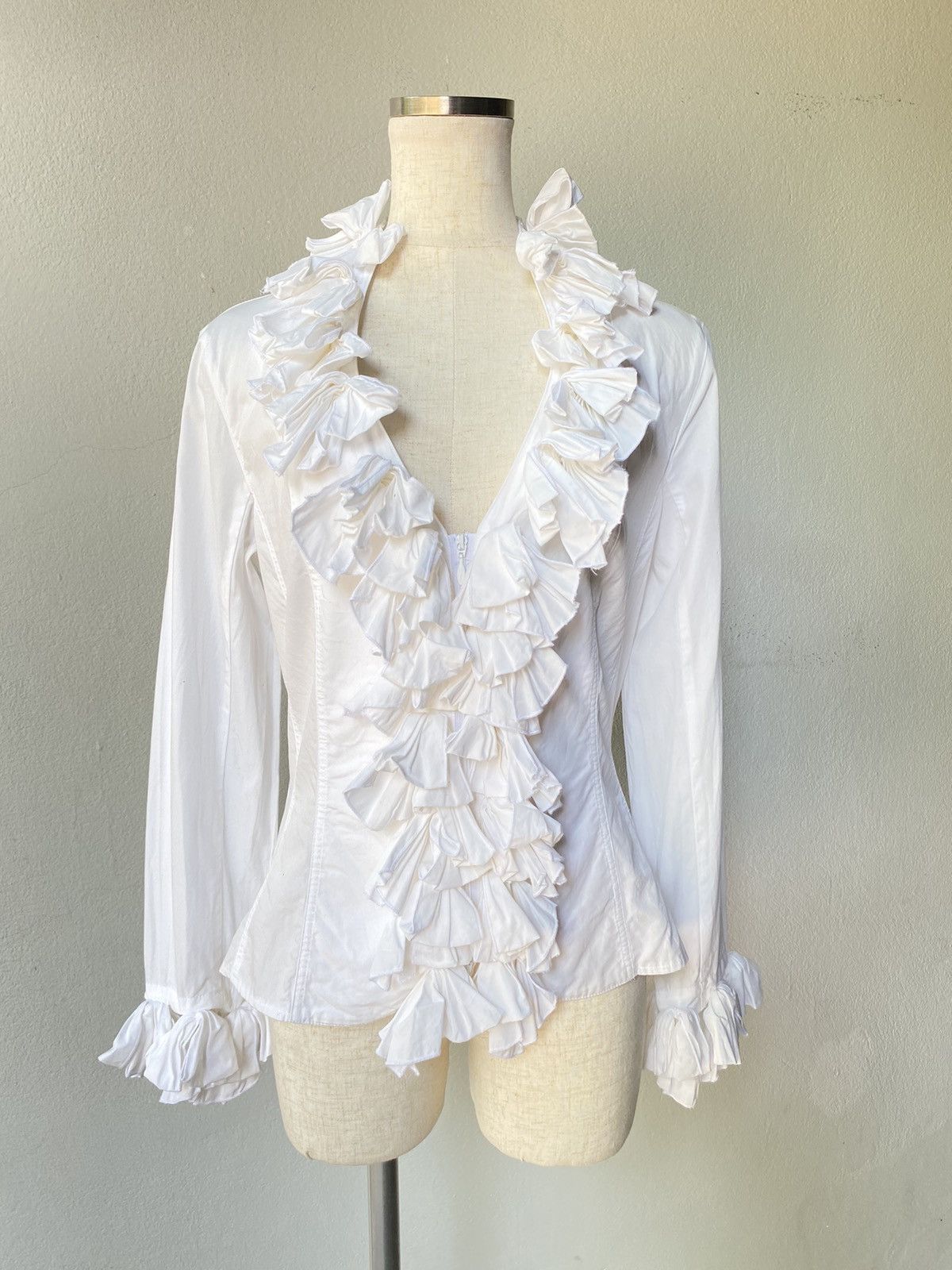 image of Designer Anne Fontaine Ruffles White Blouse, Women's