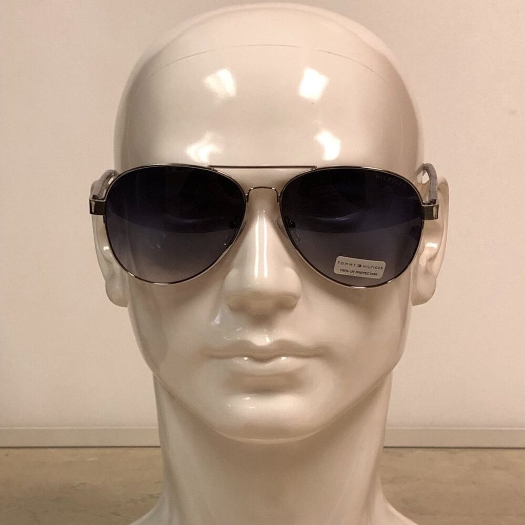 Tommy Hilfiger Tommy Hilfiger Silver & Black Patterned Aviator Sunglasses Size ONE SIZE - 1 Thumbnail