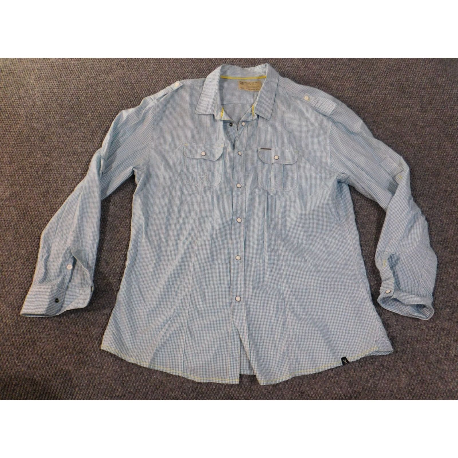 Marcs Marc Ecko Shirt 2XL Blue Button-Up Shirt Mens Casual Hip Hop Western 2XL Blue Button-Down Collar Knit Cotton Long Sleeve Pockets Vintage: No Size US XXL / EU 58 / 5 - 2 Thumbnail
