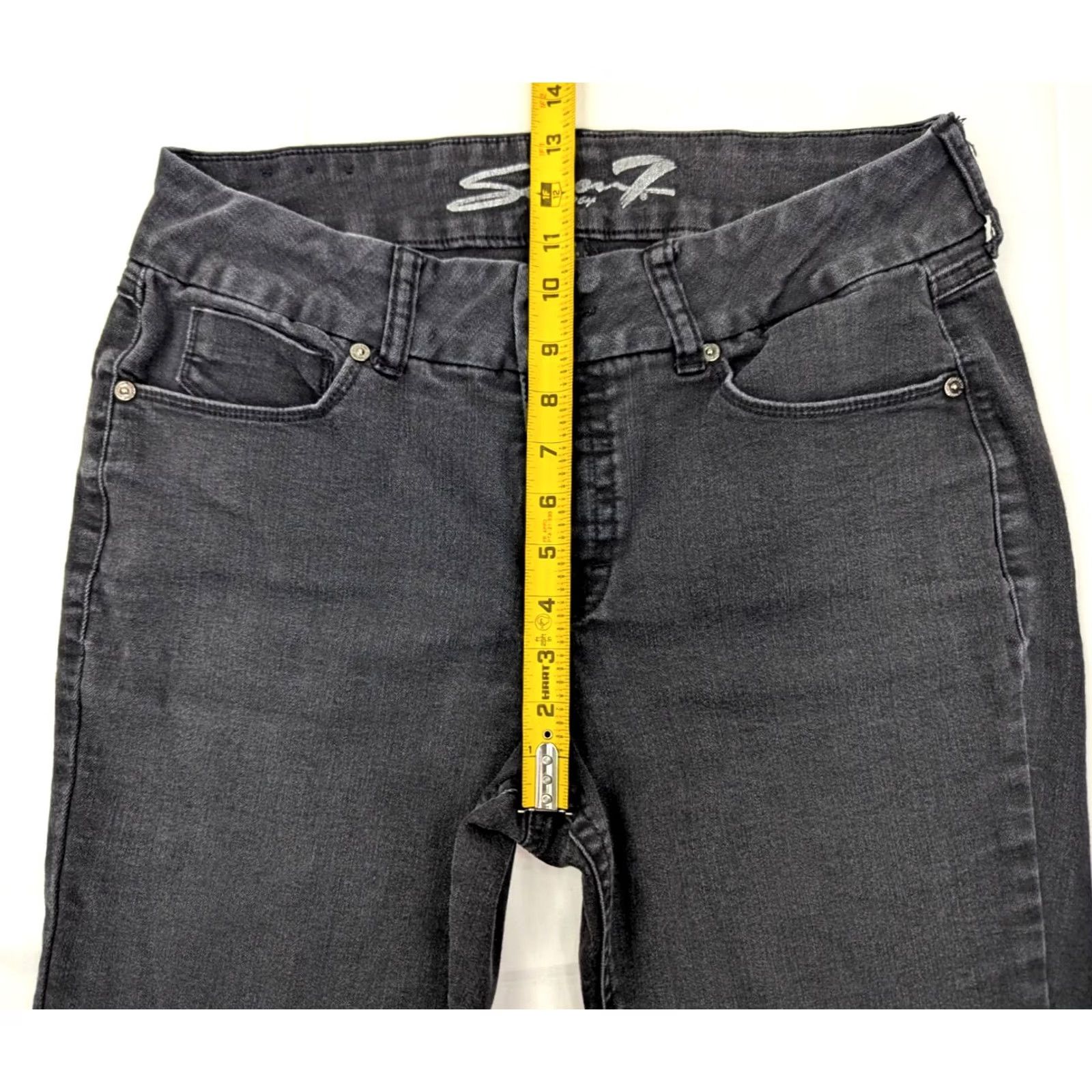 Vintage Seven7 TummyLess High Rise Skinny Denim Pants Black 14 (32x29) Women Size 36" / US 14 / IT 50 - 4 Thumbnail
