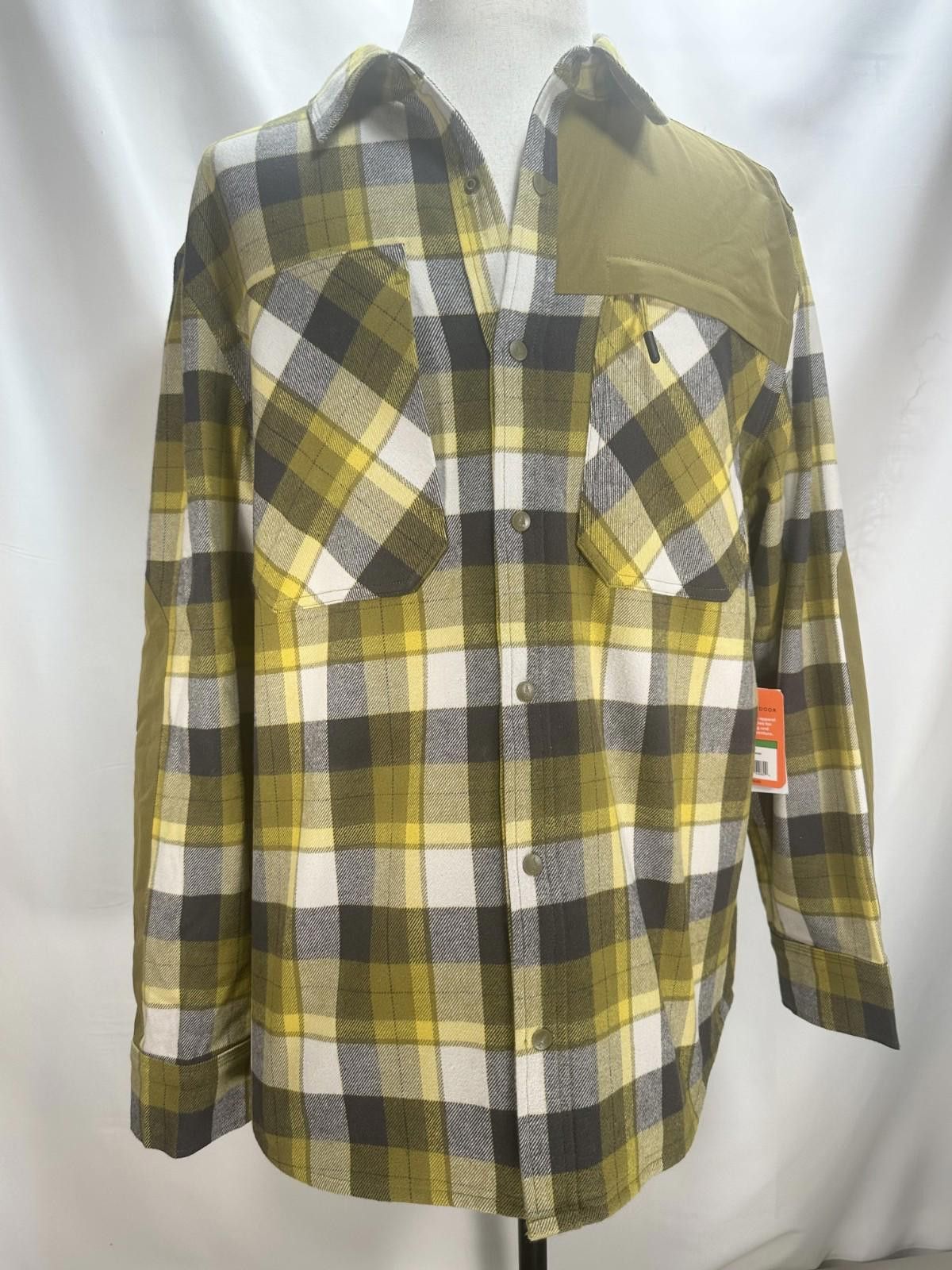 Bass Heavyweight Combo Shacket Flannel Elbow Patches Green L