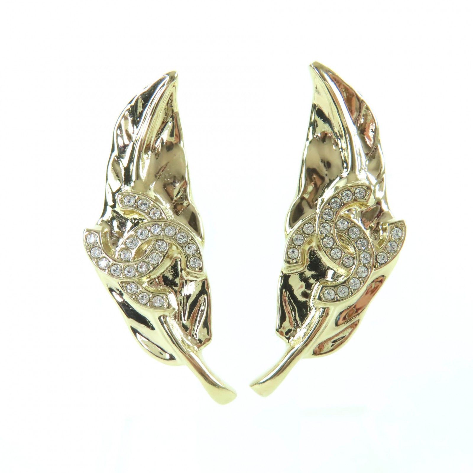 Chanel Chanel Chanel COCO Mark Leaf Design Earrings Metal Earrings DUTY FREE for USA Size ONE SIZE - 1 Thumbnail