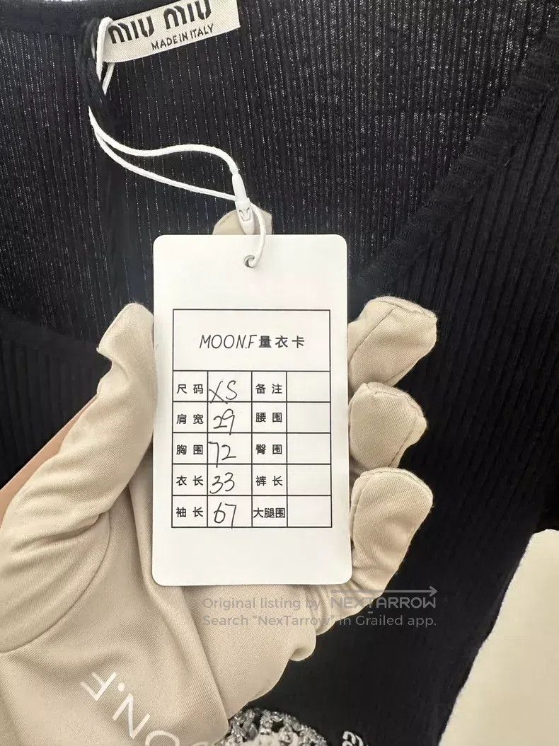 Miu Miu Miu Miu Size XS Crystal pendant black long sleeve short top Size XS / US 0-2 / IT 36-38 - 5 Thumbnail