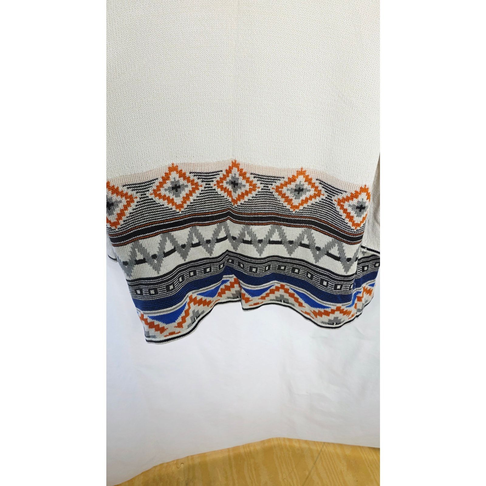 Other Cream Color Aztec Design Open Front Hooded Long Sweater Size XL / US 12-14 / IT 48-50 - 5 Thumbnail