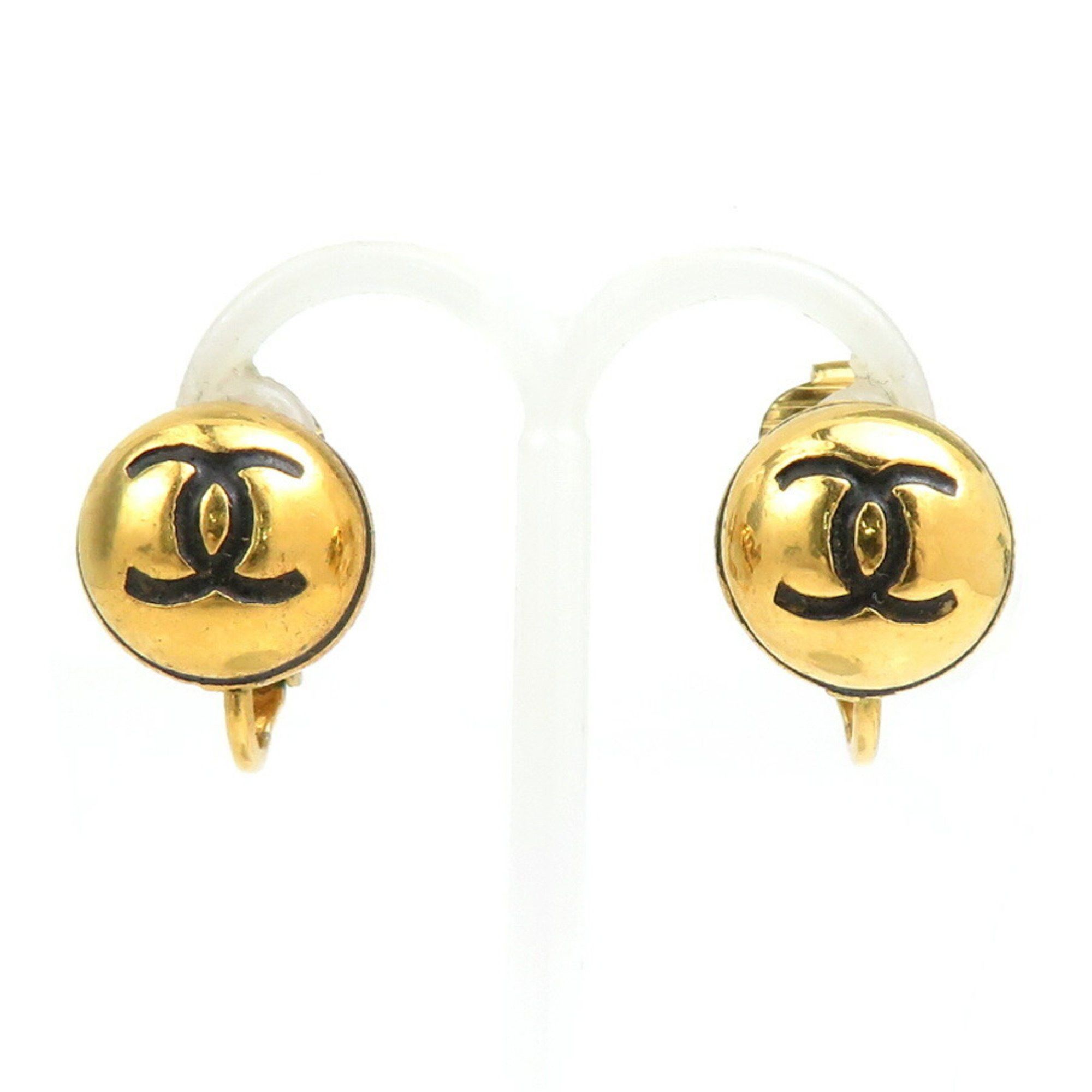 Chanel CHANEL Earrings Coco Mark Metal Gold Black Women's e60348a Size ONE SIZE - 1 Thumbnail