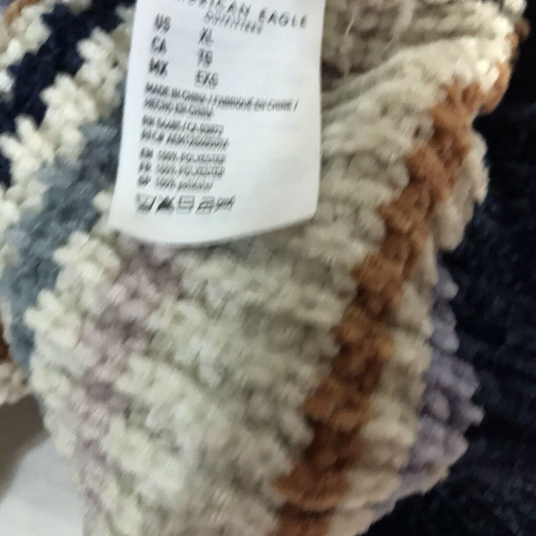 American Eagle Outfitters American Eagle Womens Pullover Sweater Cropped V-Neck Long Sleeve XL Multicolor Knit Casual Fall Winter Size XL / US 12-14 / IT 48-50 - 4 Thumbnail