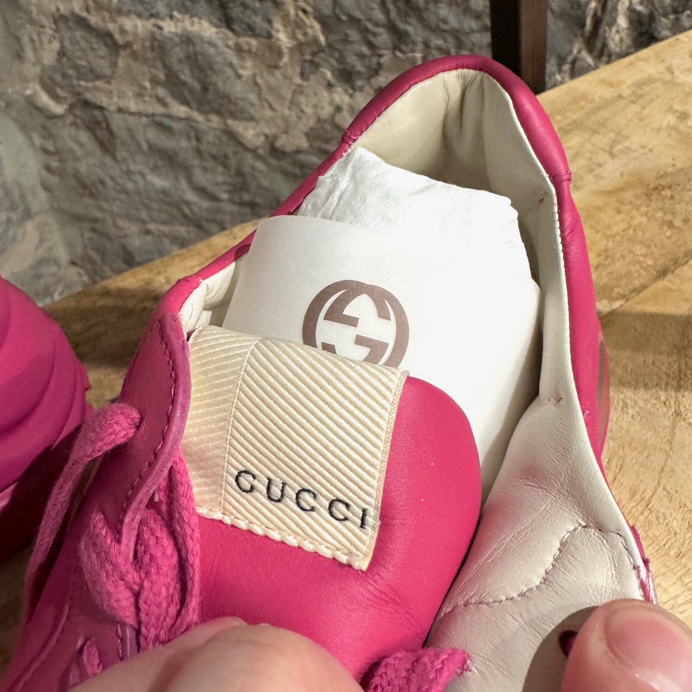 Gucci Gucci Box Pink Logo Rhyton Chunky Sneakers Size US 8 / IT 38 - 10 Thumbnail