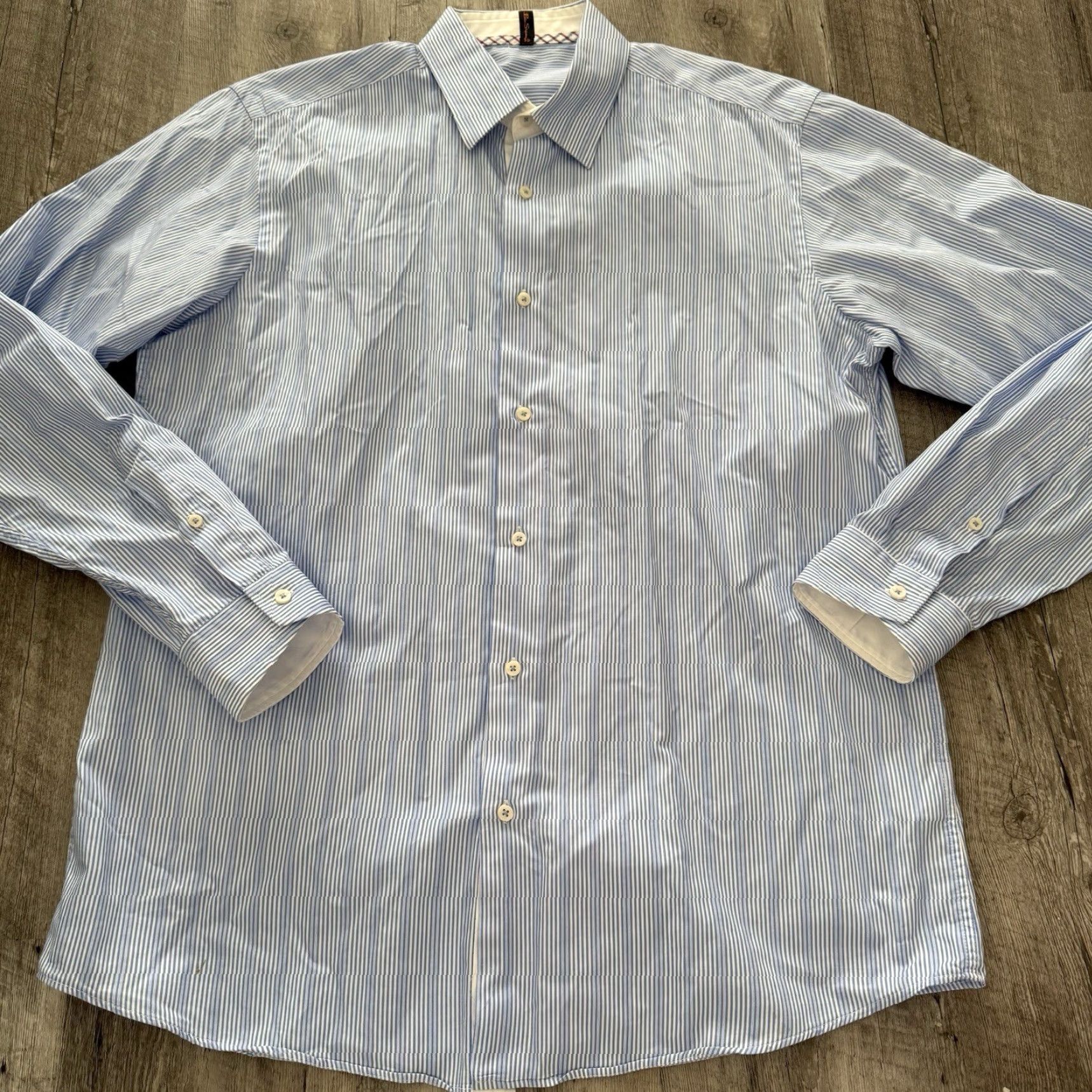 Ben Sherman Ben Sherman Dress Shirt Mens Size 16 Blue White Striped Button Up Casual Workwear Shirt Size 42R - 6 Thumbnail