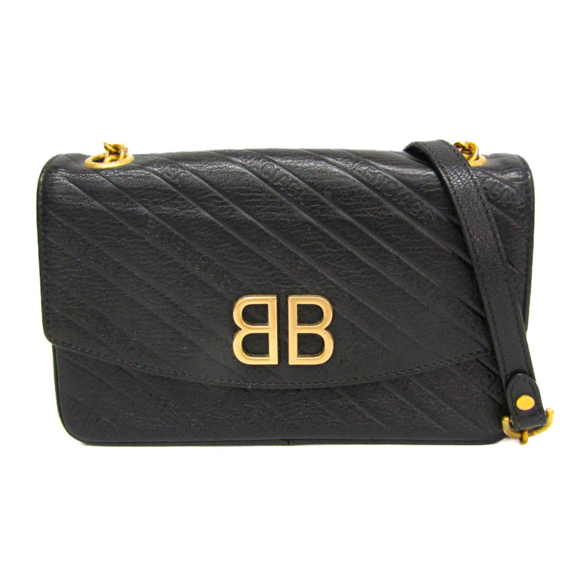 Balenciaga Balenciaga BB Logo Chain Shoulder Bag 526682 Women's Leather Shoulder Bag Black Size ONE SIZE - 1 Thumbnail