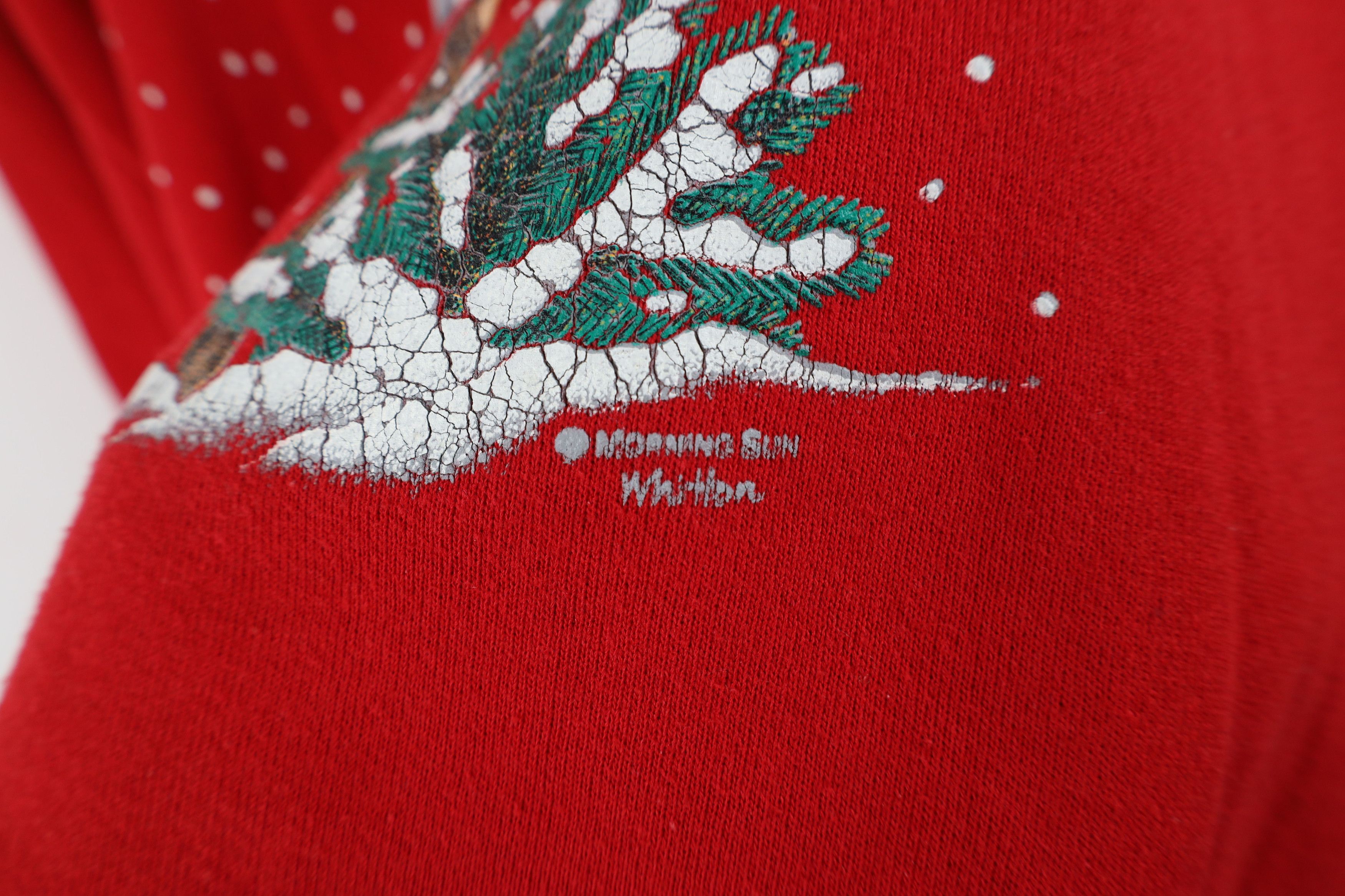 Vintage Vintage 90s Streetwear Winter Snow Birds Sweatshirt Red USA Size M / US 6-8 / IT 42-44 - 7 Thumbnail