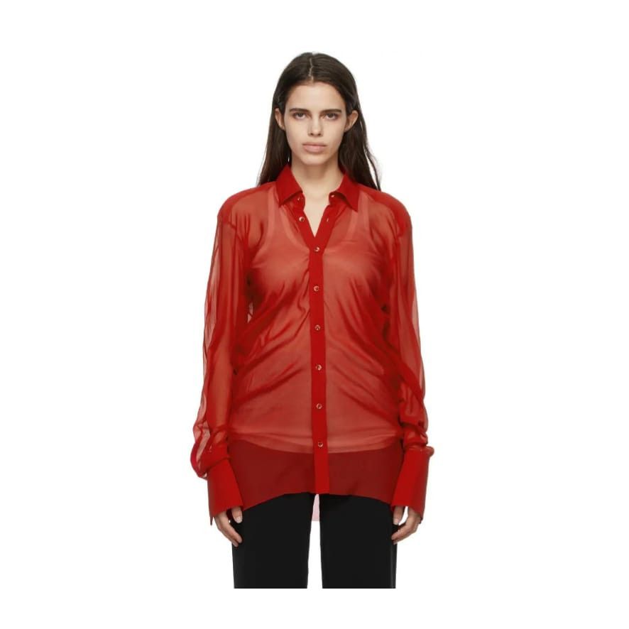 Maison Margiela o1y0625 Solid Color Shirt in Red Size S / US 4 / IT 40 - 1 Thumbnail