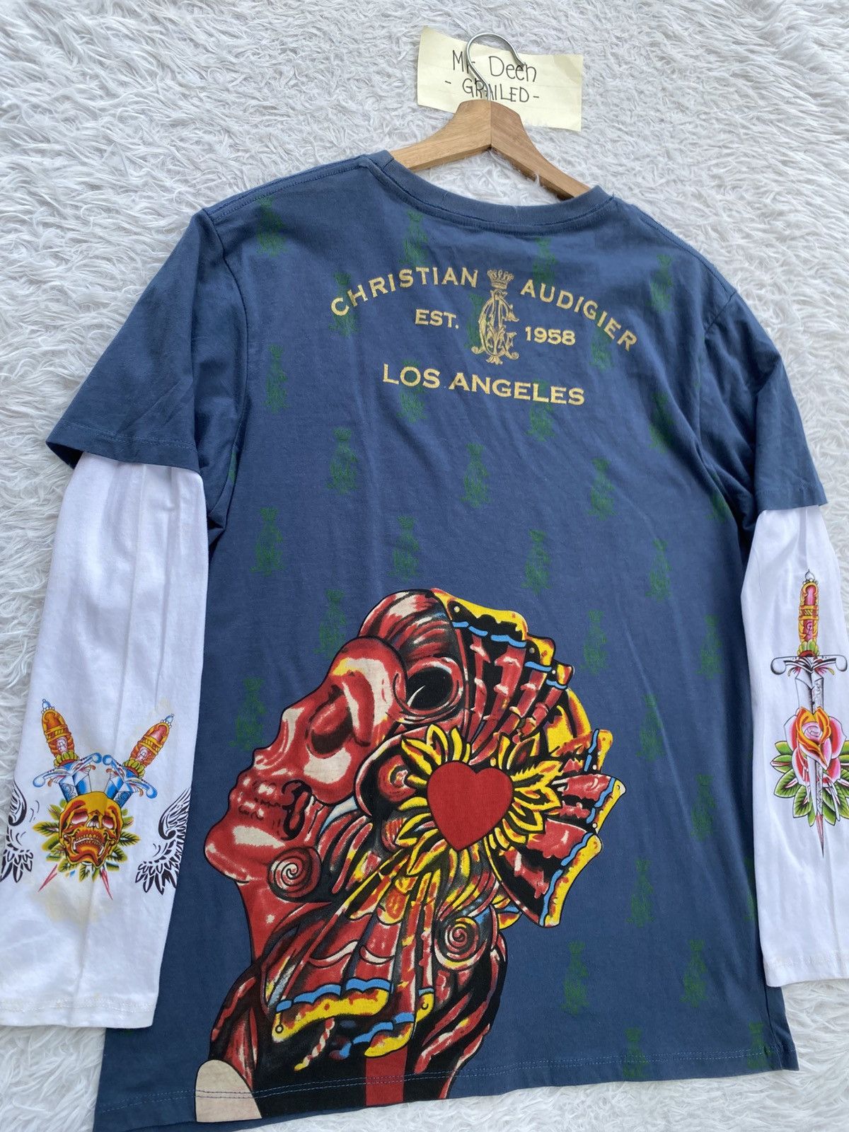 Christian Audigier Christian Audigier Men's M Long Sleeve Graphic Skull Tee Size US M / EU 48-50 / 2 - 18 Thumbnail
