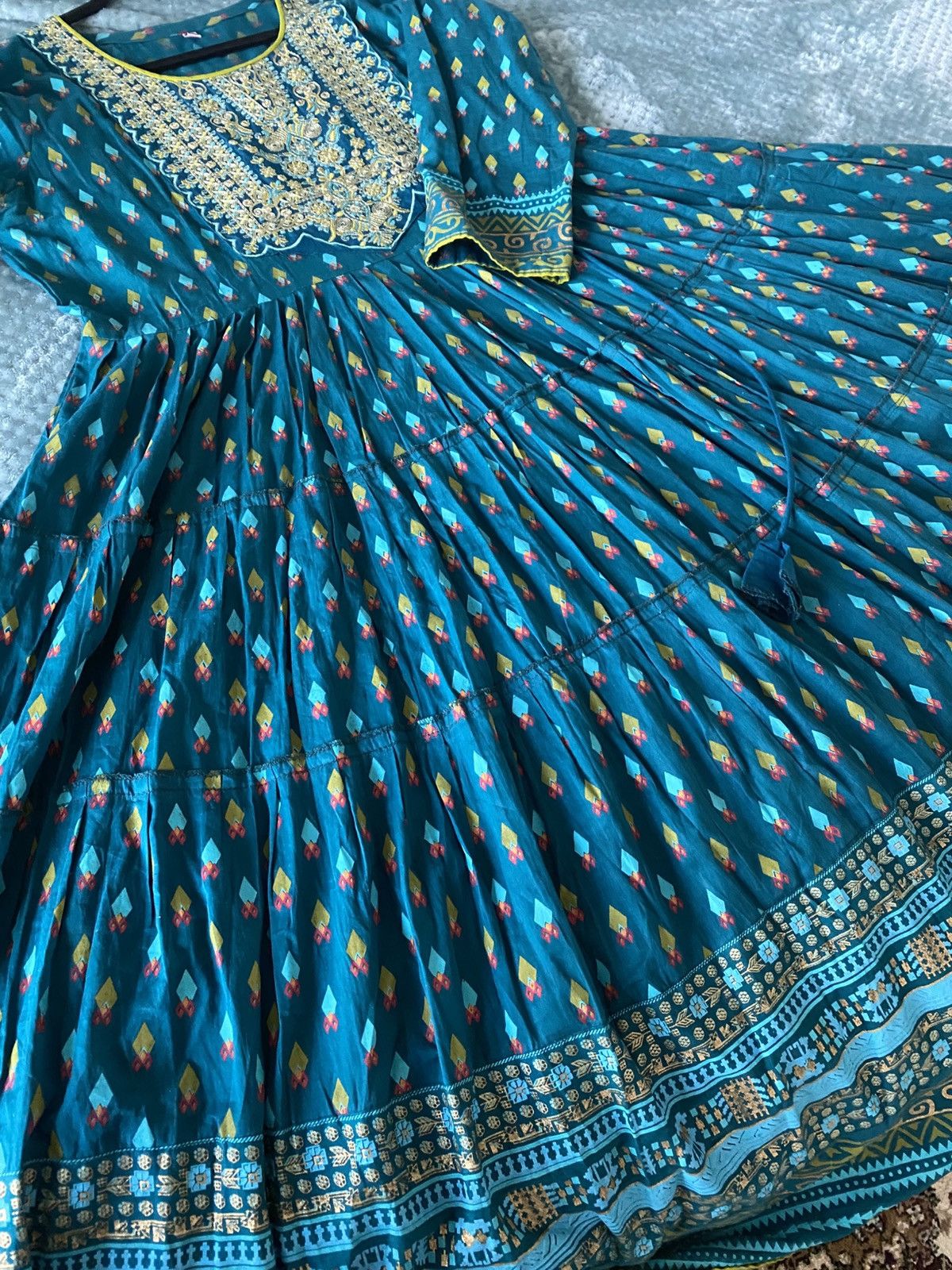 Other Teal Blue Embroidered & printed Anarkali Kurta Flare Fairy Size XL / US 12-14 / IT 48-50 - 9 Thumbnail