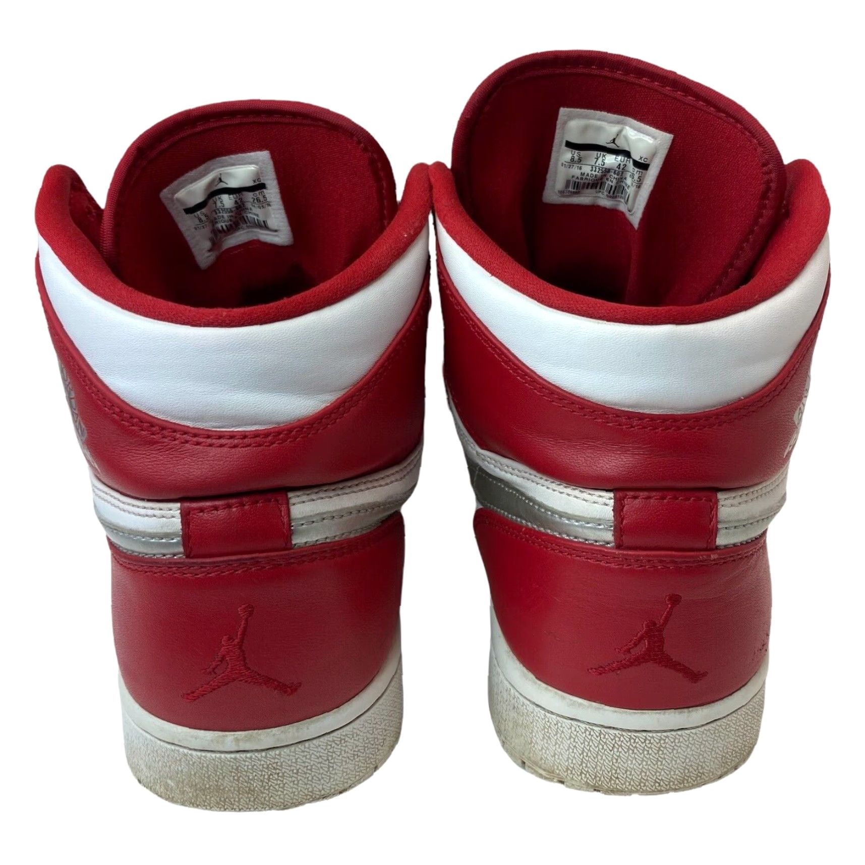 Jordan Brand NIKE AIR JORDAN 1 RETRO HIGH SNEAKER MEN'S SIZE 8.5 RED SILVER 2016 Size US 8.5 / IT 38.5 - 5 Thumbnail