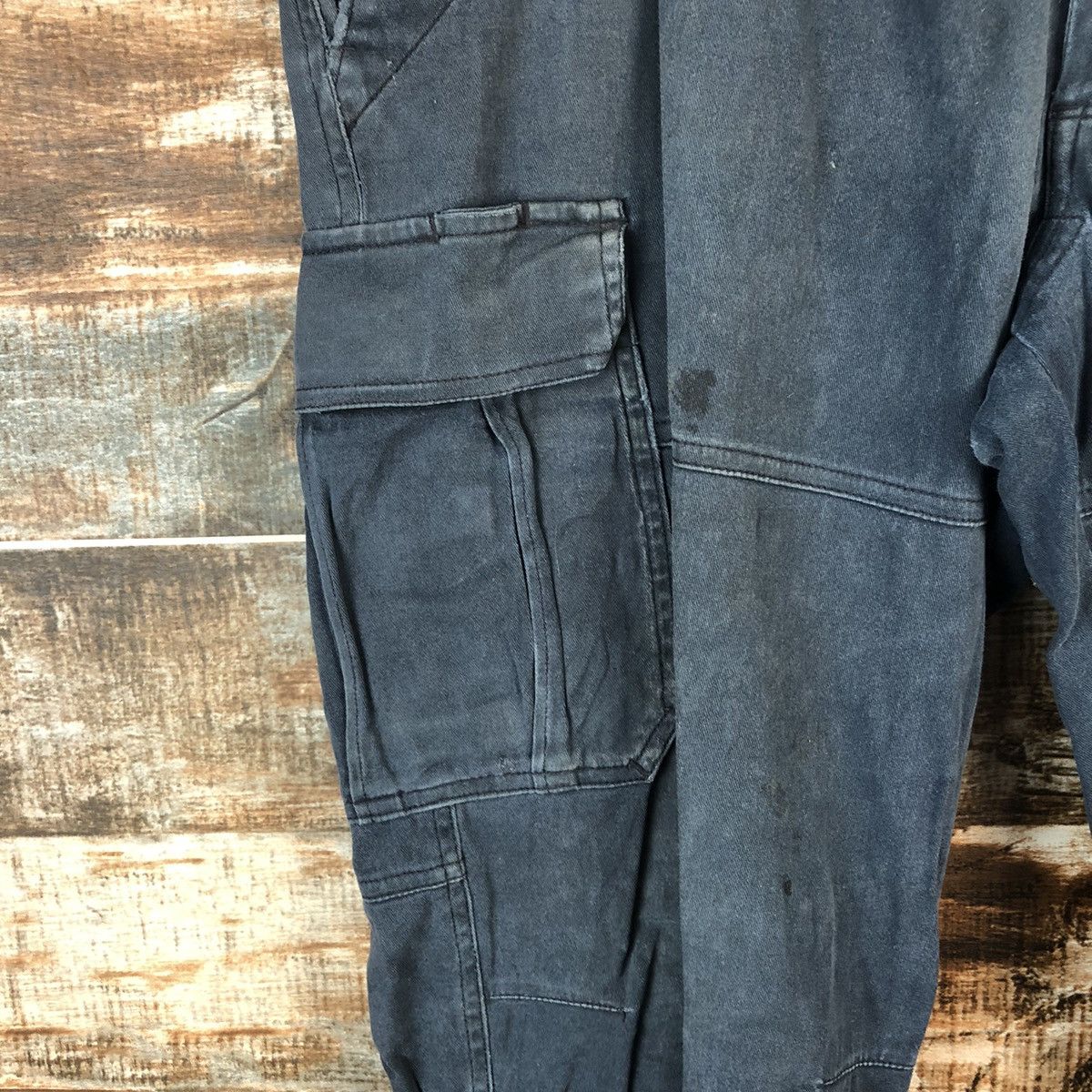 Japanese Brand DL Burtle Dark Blue ripped Cargo Multipocket Pants #C759 Size US 34 / EU 50 - 9 Thumbnail