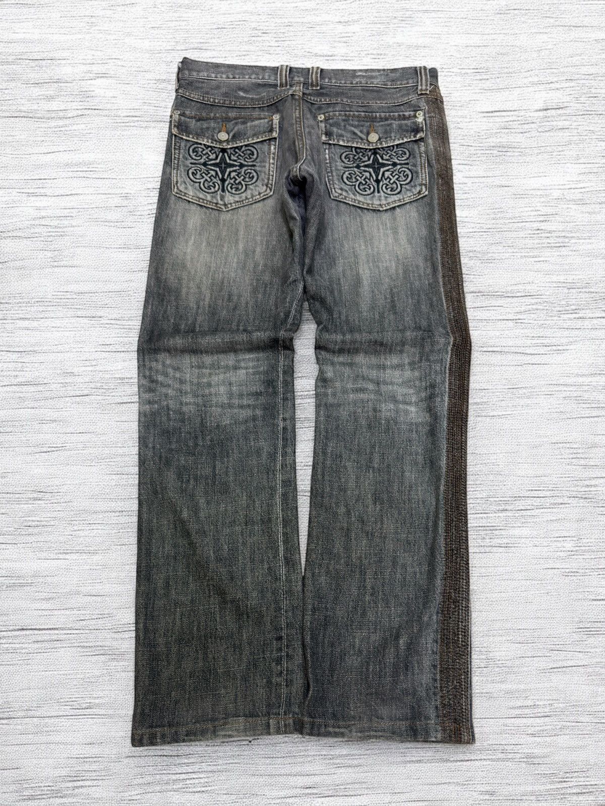 Comme Ca Ism Comme Ça Collection Grey Embroidered Pocket Jeans Y2K Style Size US 31 - 1 Thumbnail