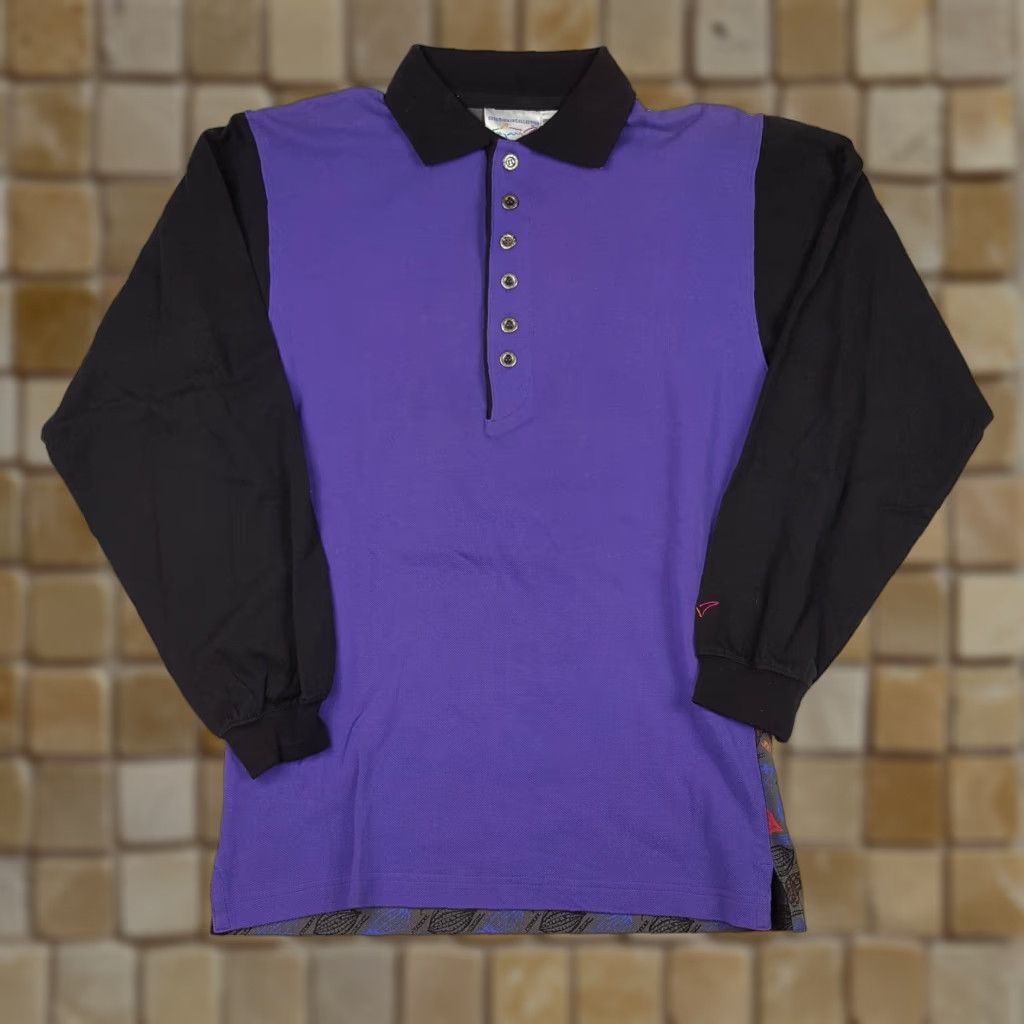 Reebok VINTAGE Greg Norman Reebok Polo Shirt Golf Nature 90s Long Sleeve XS/S Mens Purple Leaf Polo Shirt Size US XS / EU 42 / 0 - 1 Thumbnail