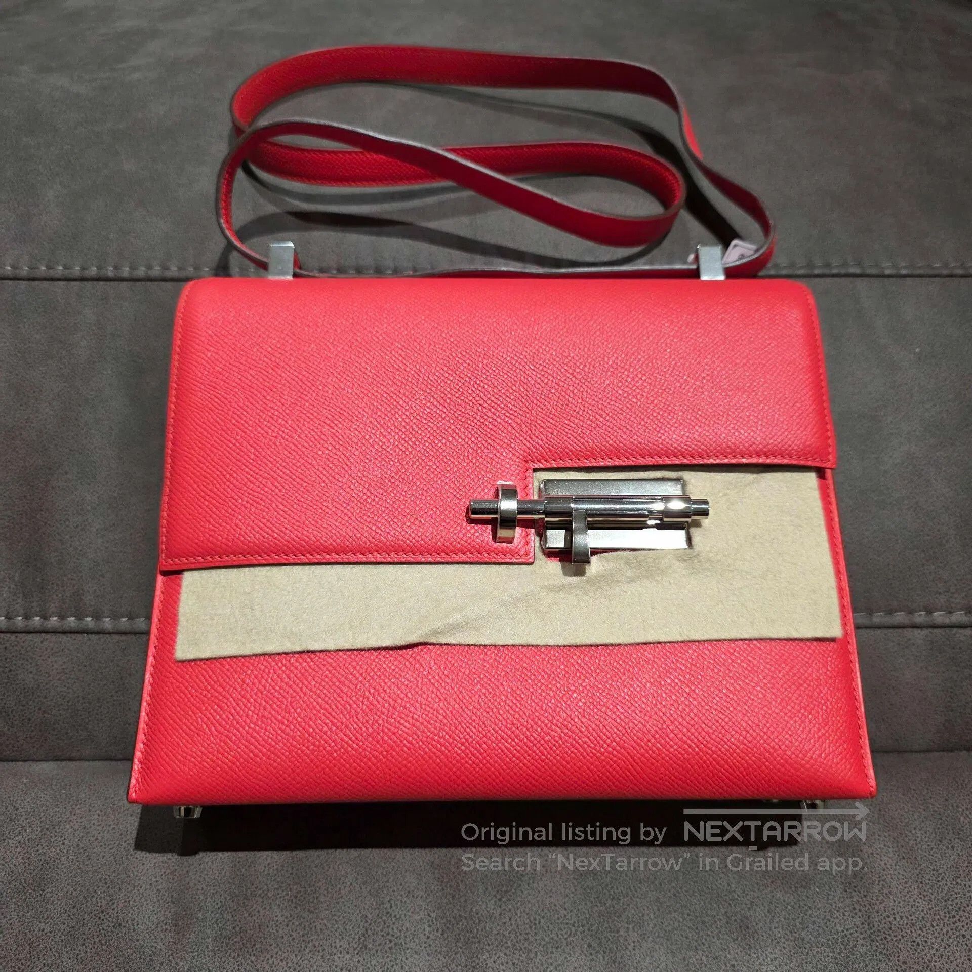 Hermes Hermes Verrou Red Pistol Bag with Door Lock and Silver Buc Size ONE SIZE - 1 Thumbnail