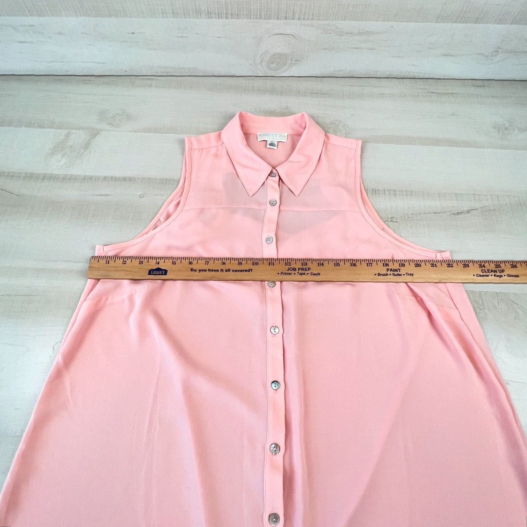 Forever 21 Forever 21 Women's Pink Sleeveless Blouse Top XL Plus Size Open Back Shirt Button Up Size XL / US 12-14 / IT 48-50 - 6 Thumbnail