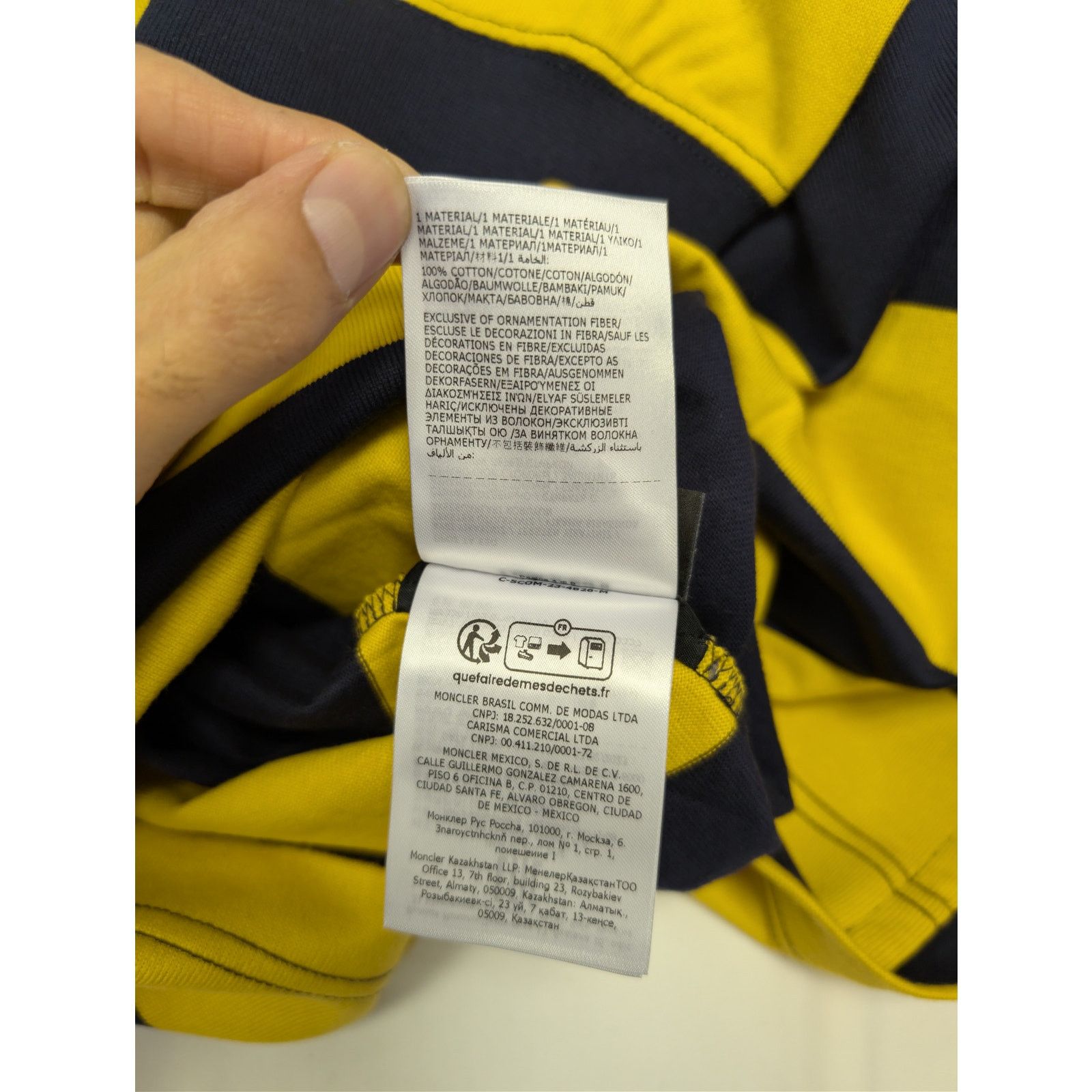 Moncler × Palm Angels o1rshd1 Striped Cotton Polo Shirt in Yellow / Blue Size US L / EU 52-54 / 3 - 18 Thumbnail