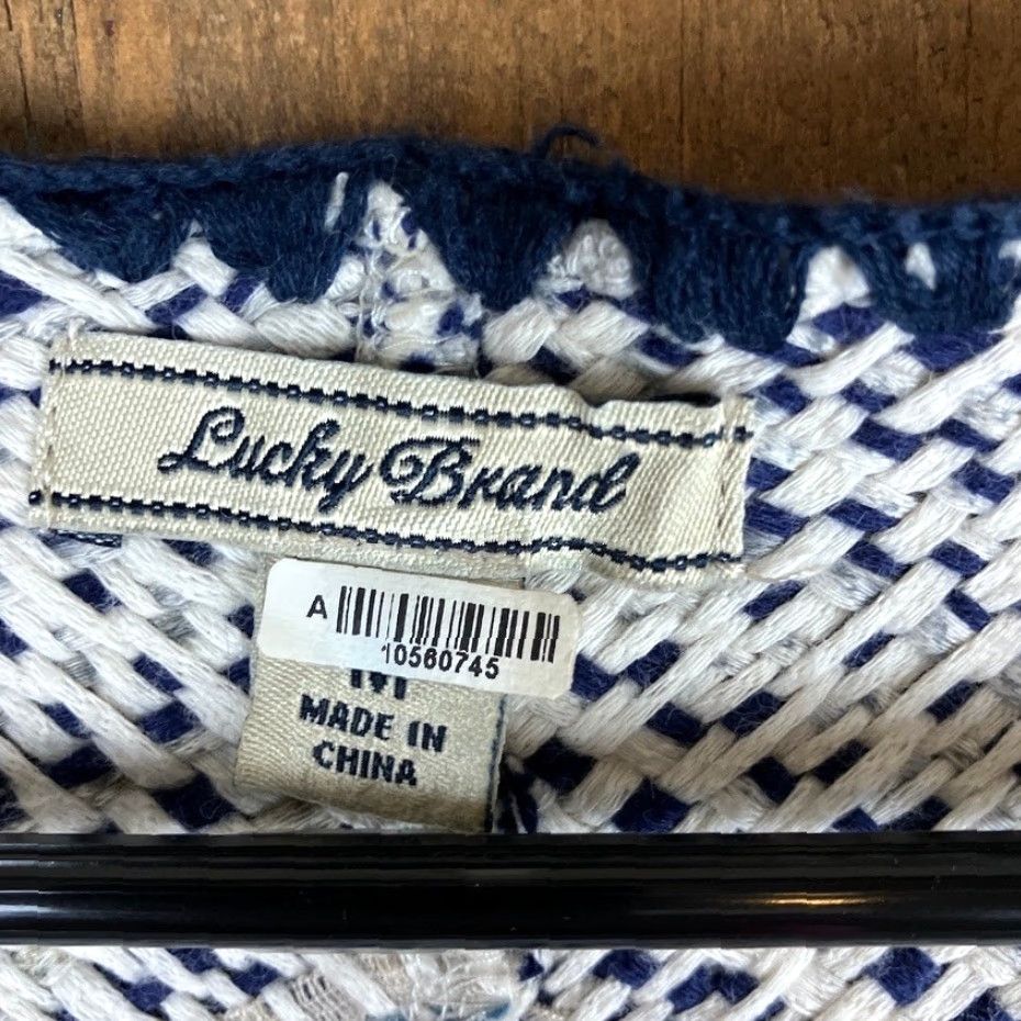 Lucky Brand Lucky Brand Womens Sweater Cardigan Multicolor Stripe Open Front Fringe Knit M Size M / US 6-8 / IT 42-44 - 6 Thumbnail