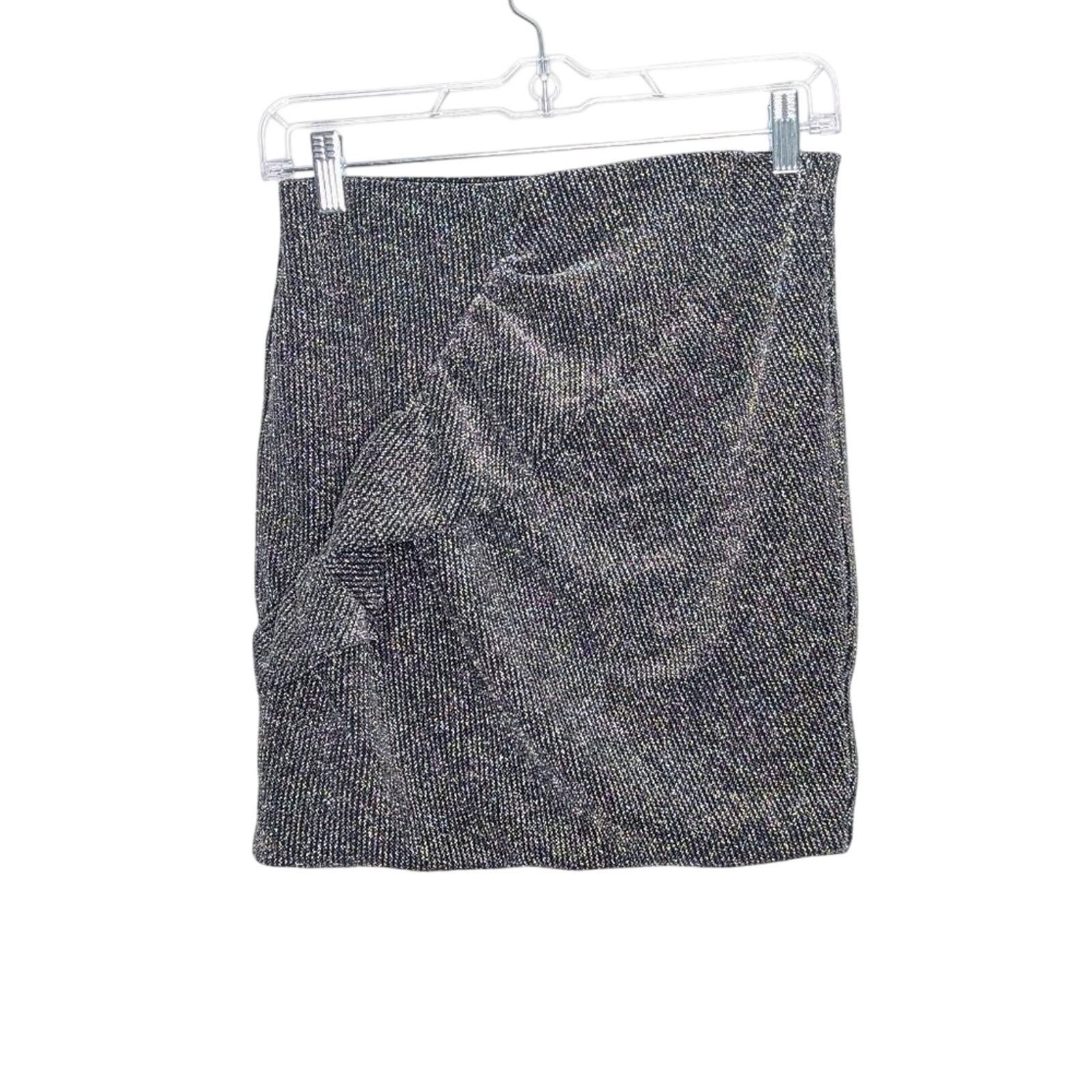 Iro IRO Silver Metallic Stretch Lisko Ruffle Front Mini Skirt Size 30" / US 8 / IT 44 - 2 Thumbnail
