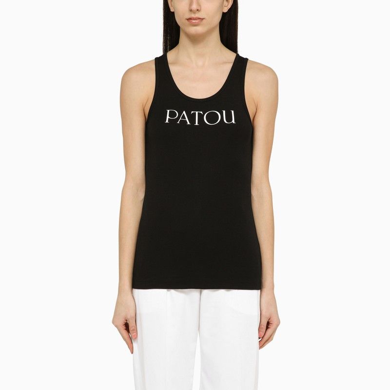 image of Patou Black Tank Top With Logo, Women's (Size Small)