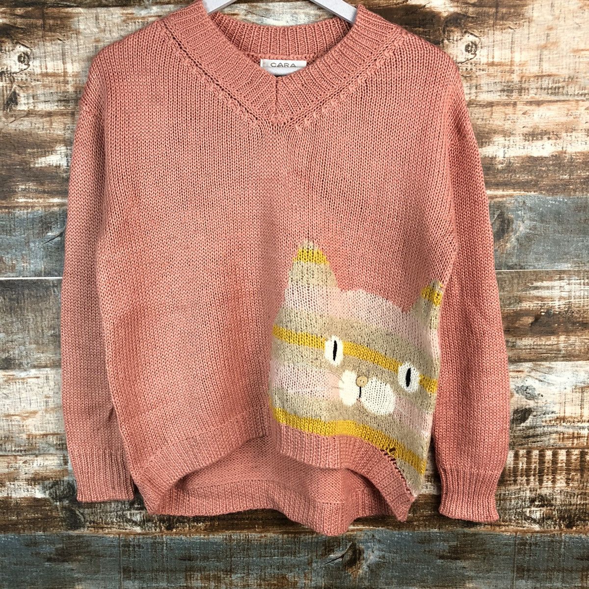 Homespun Knitwear × Japanese Brand × Vintage Cara cat vintage Pink Knitwear #A1265 Size M / US 6-8 / IT 42-44 - 3 Thumbnail