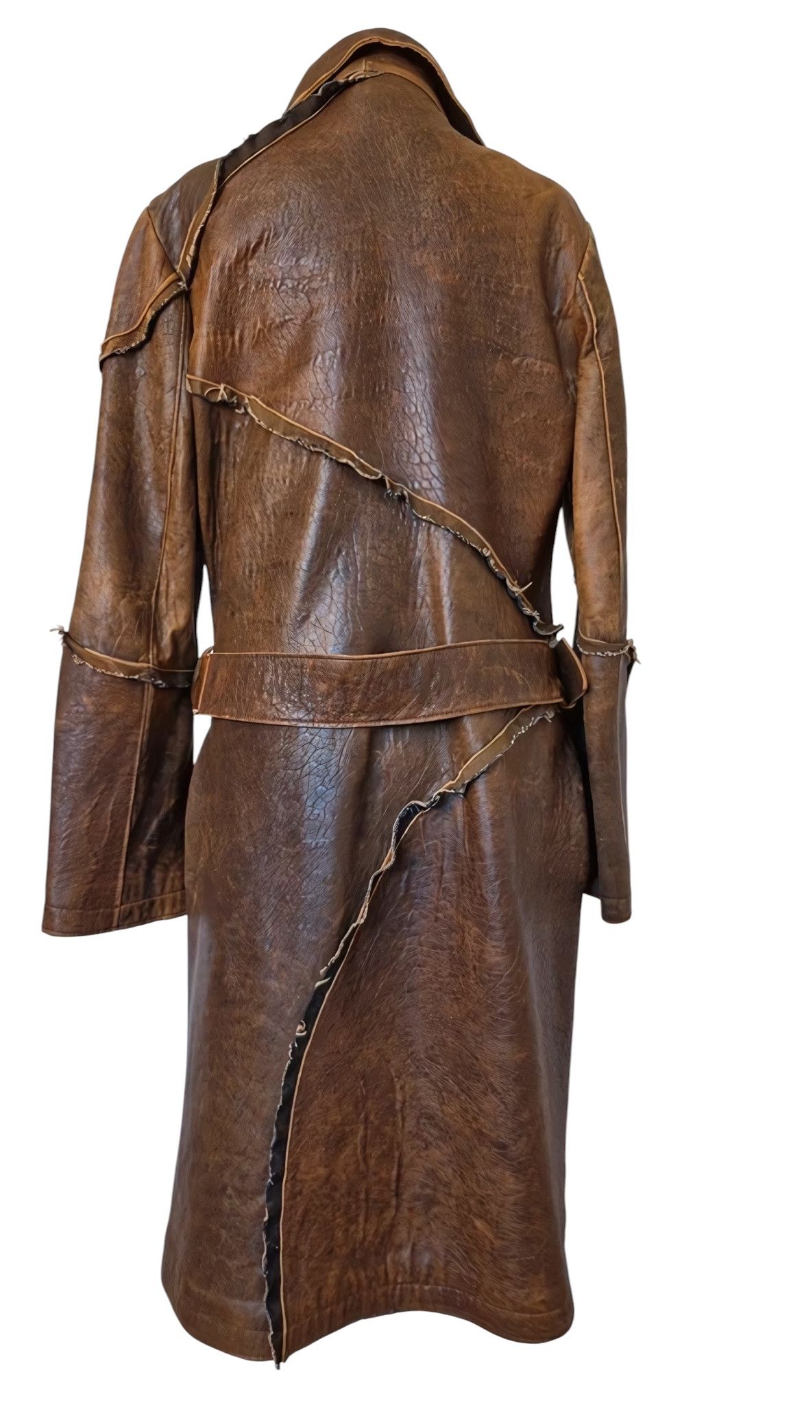 Roberto Cavalli F/W 2007 BELTED LEATHER RAW CUT TRENCH COAT Size M / US 6-8 / IT 42-44 - 2 Thumbnail