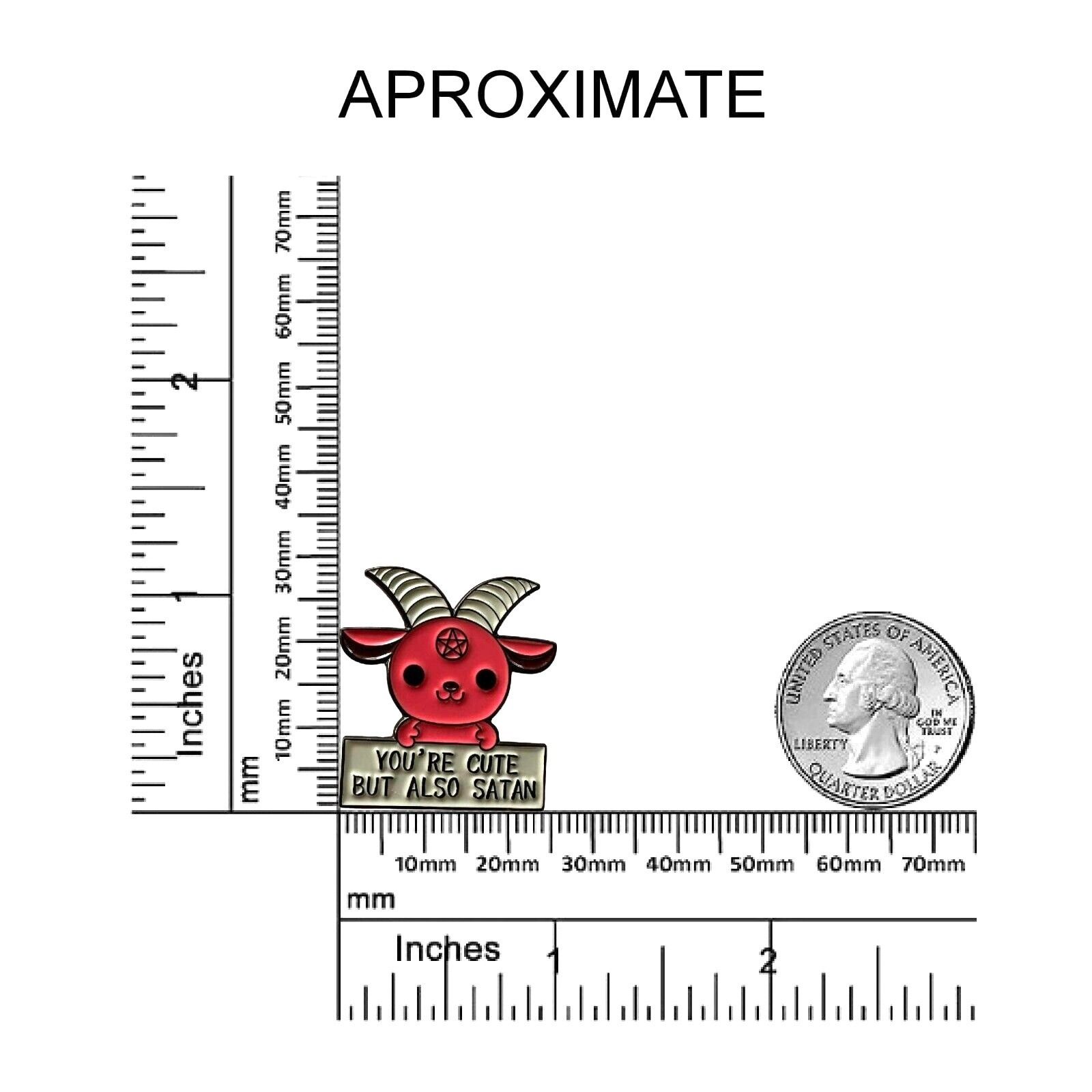 Other ✨Cute but Satan Goat Pentagram Gothic Dark Evil Metal Pin Ba Size ONE SIZE - 6 Thumbnail