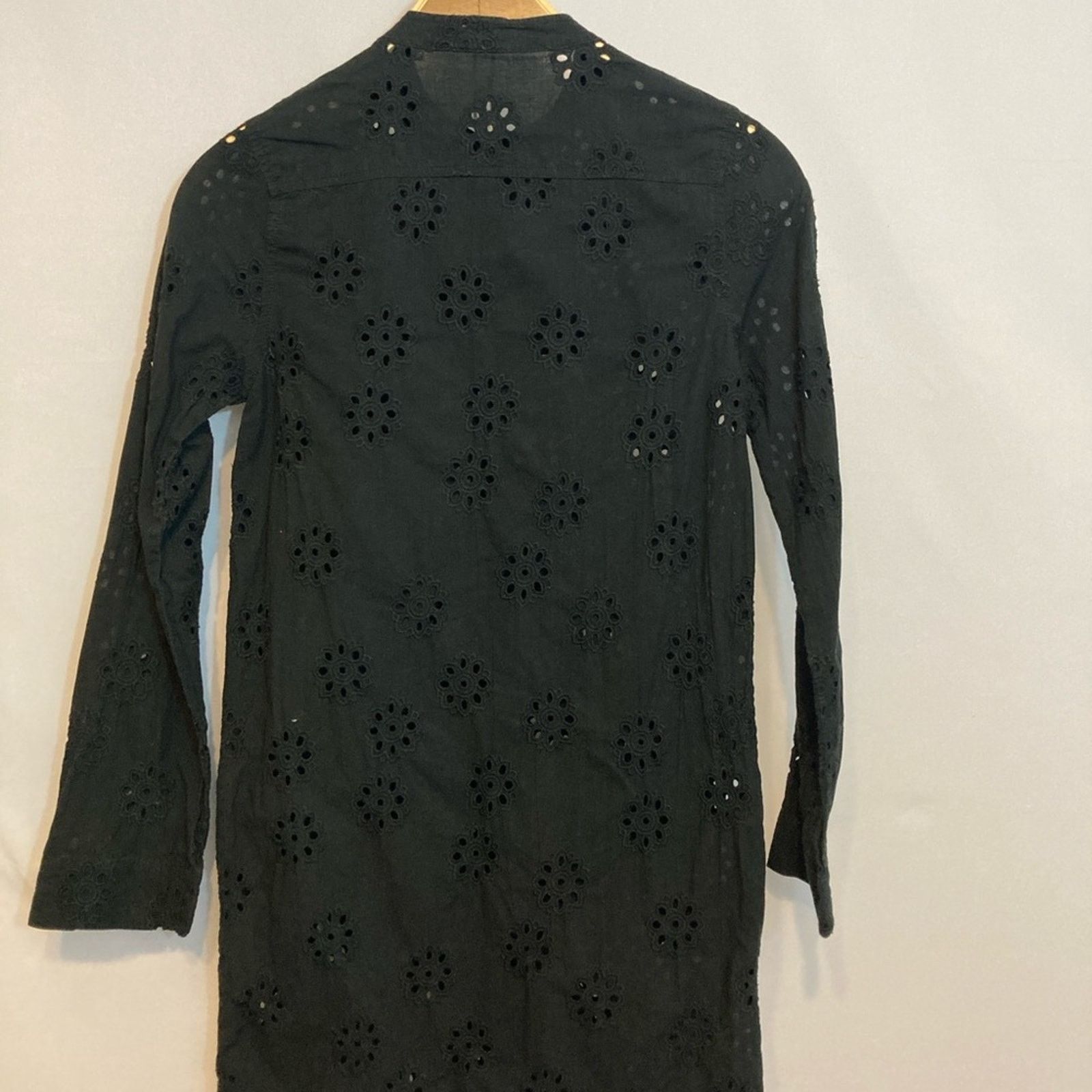 Vintage Vintage Black Eyelet Floral Long Sleeve Tunic Blouse Top Size S / US 4 / IT 40 - 6 Thumbnail