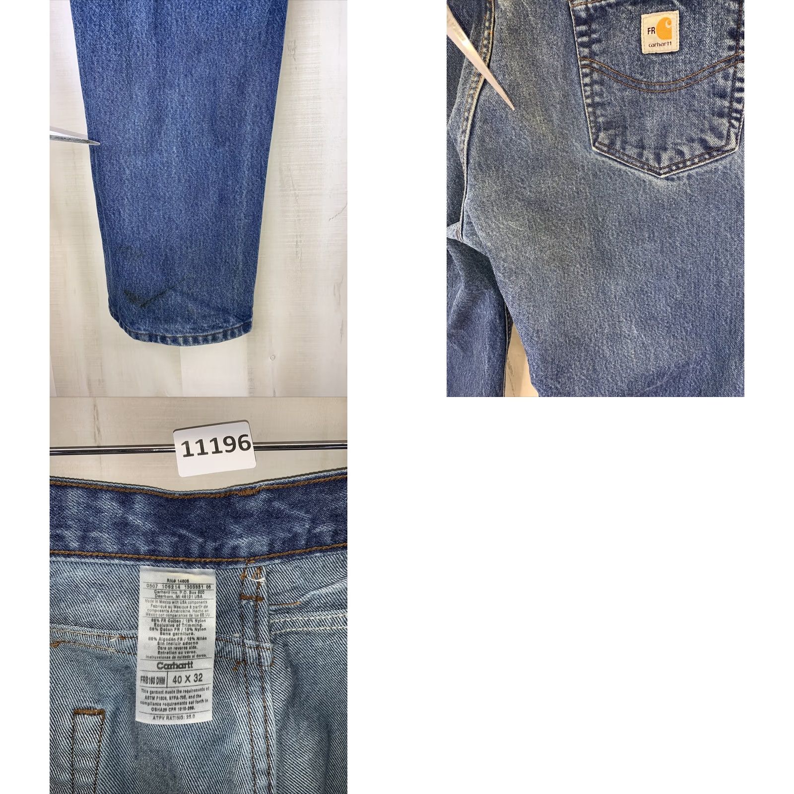Carhartt Carhartt FR Jeans Mens Denim Straight Leg 40x32 11196 Blue Cotton Denim Fire Resistant Work Jeans Regular Mens Size US 40 / EU 56 - 9 Thumbnail