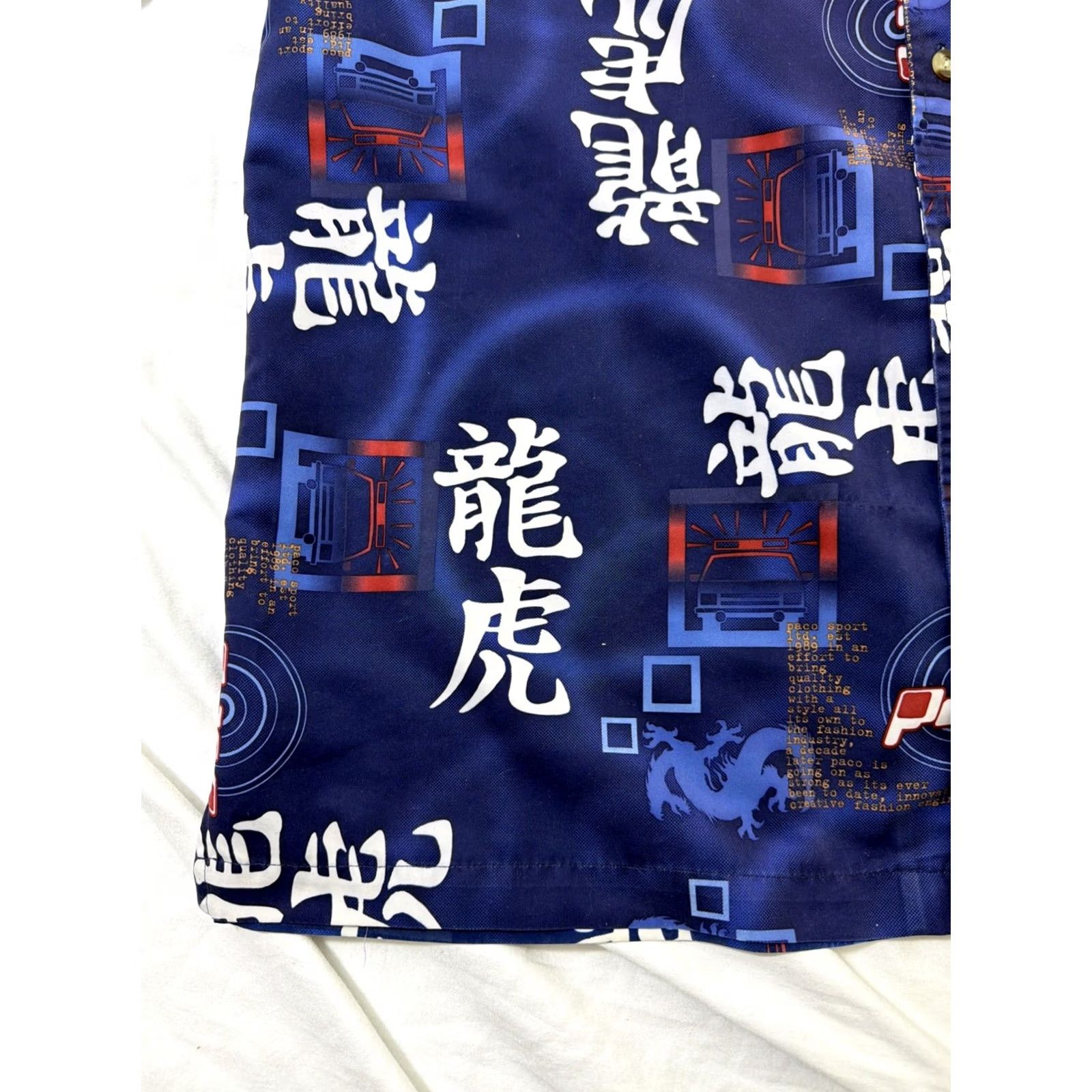 Vintage VINTAGE Paco Shirt Adult Large Blue Asian Dragon Streetwear Button Men L Flaw Size US L / EU 52-54 / 3 - 2 Thumbnail