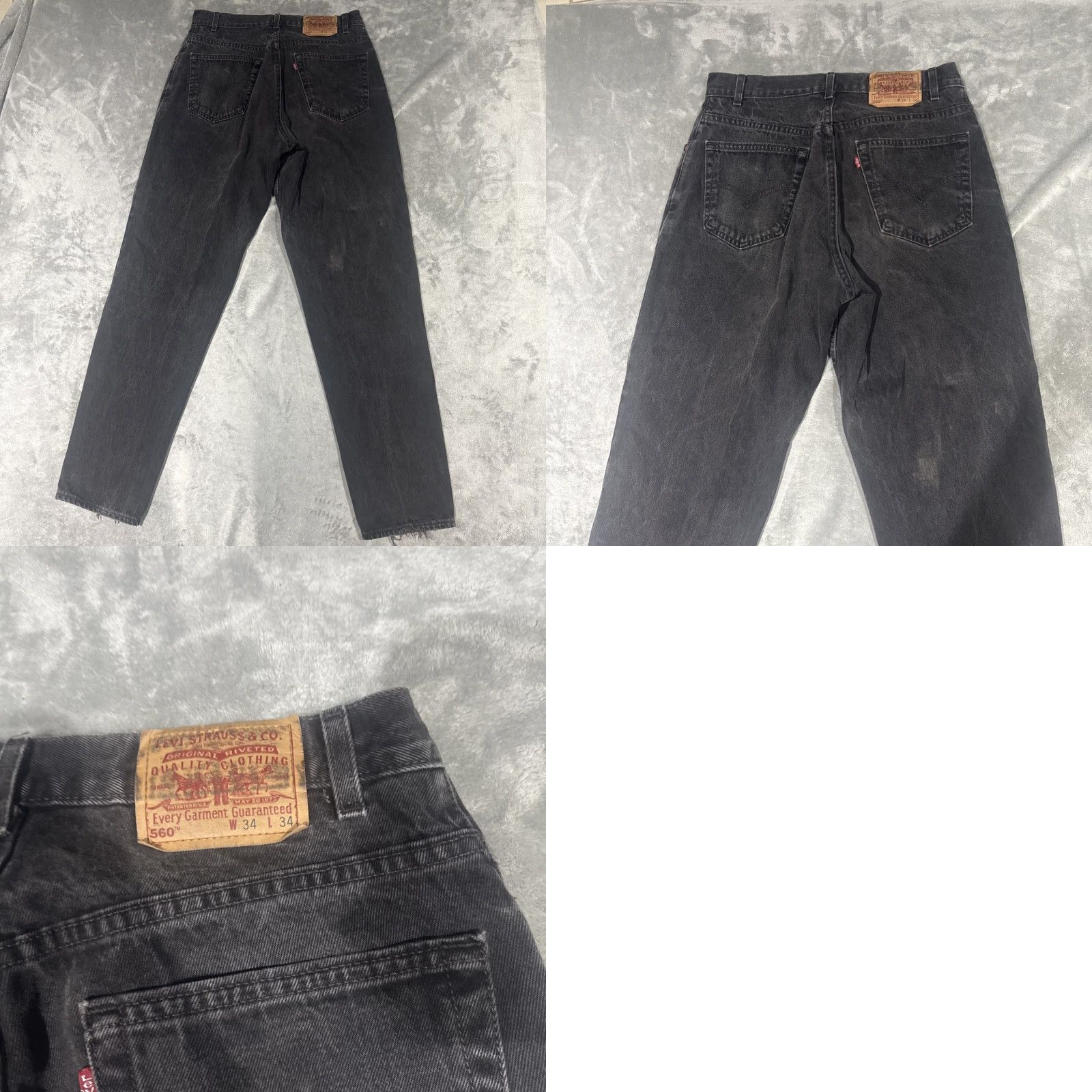 Levi's VINTAGE Levi's 560 Jeans Men 33x34 Black Tapered Leg Loose Fit USA Made 5-Pocket Denim Medium Wash Size US 33 - 8 Thumbnail