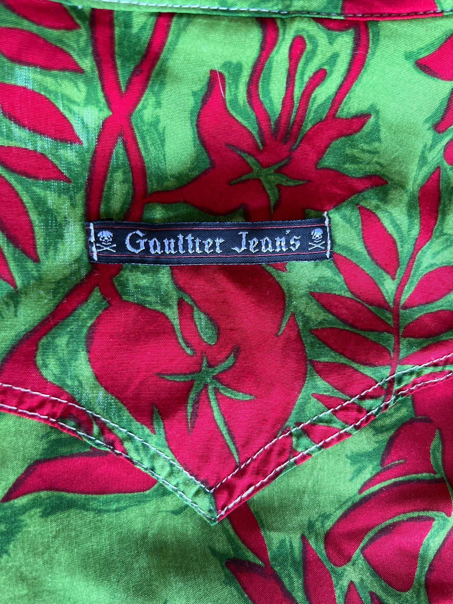Jean Paul Gaultier "Red&Green Leaves" Button Up Shirt Size M / US 6-8 / IT 42-44 - 7 Thumbnail