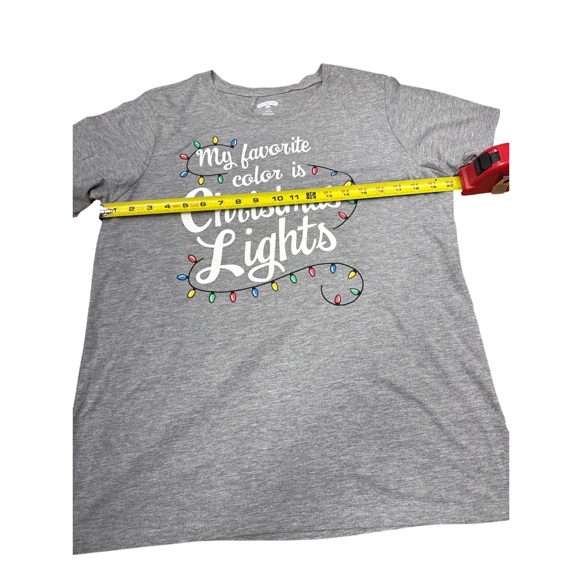 Other Holiday Time Gray "My Favorite Color Is Christmas Lights" T- Size L / US 10 / IT 46 - 7 Thumbnail